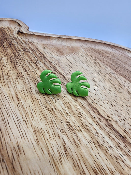 Small Monstera Stud Earrings