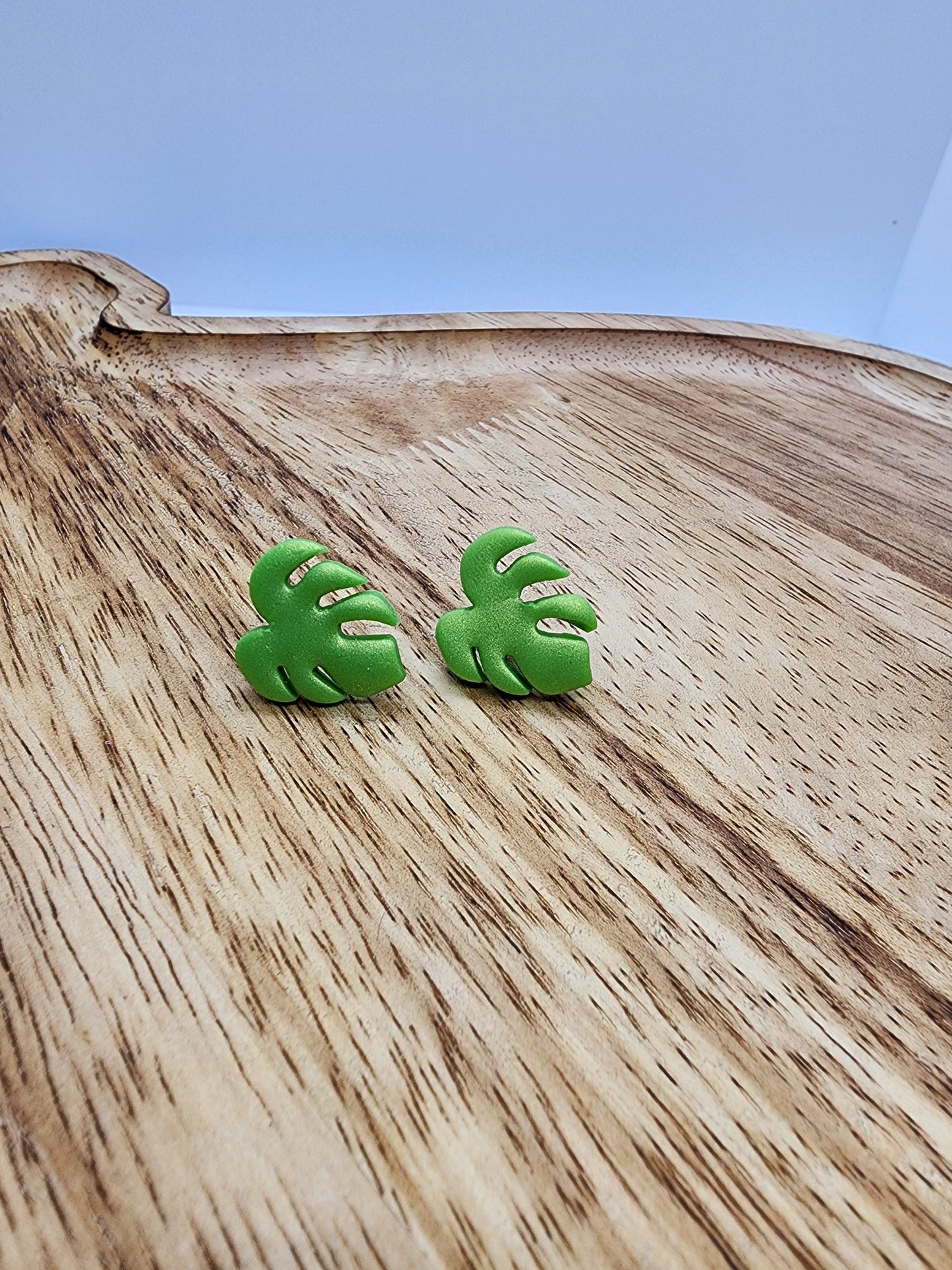 Small Monstera Stud Earrings