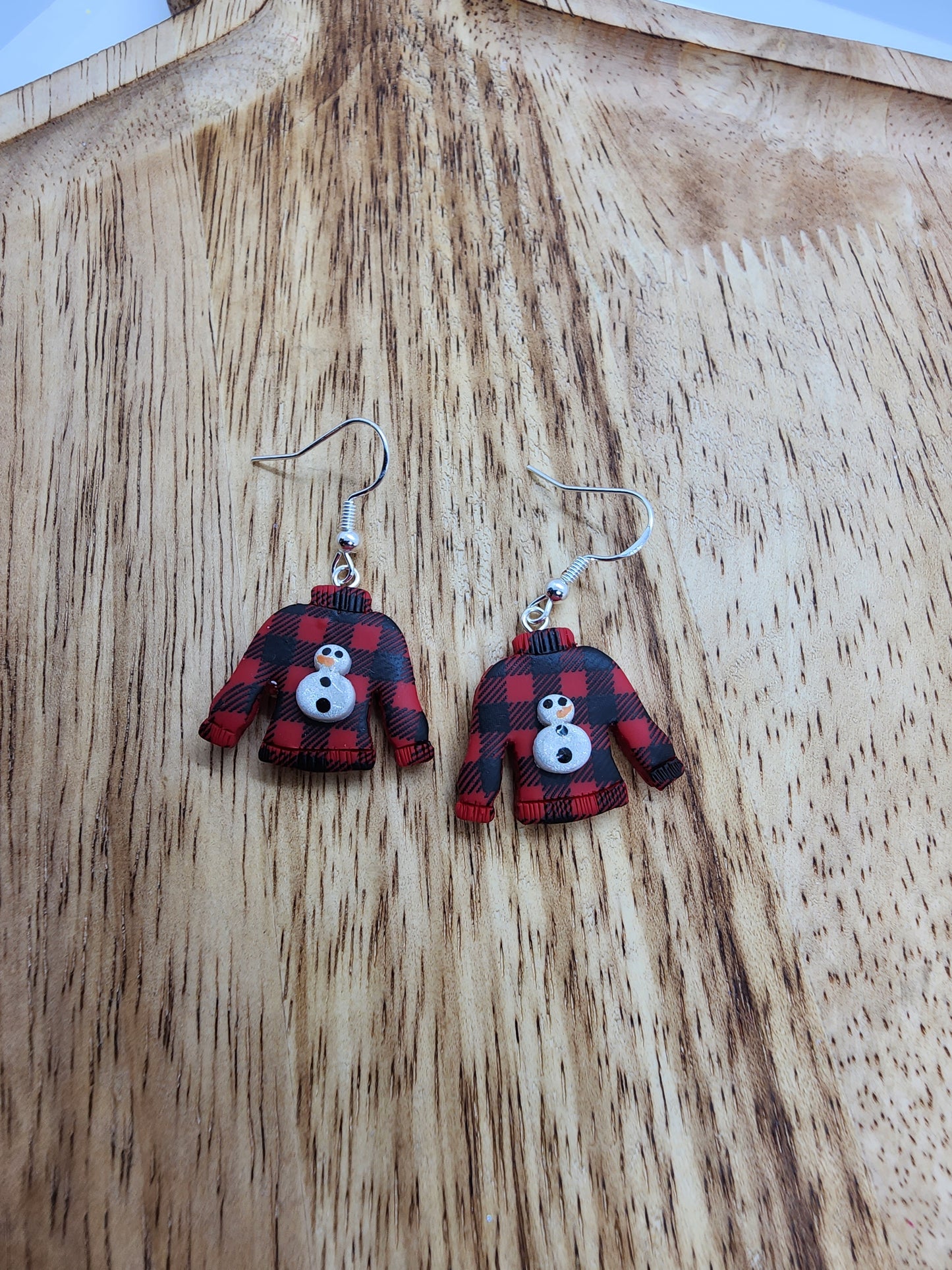 Lumberjack Snowman Sweater Earrings