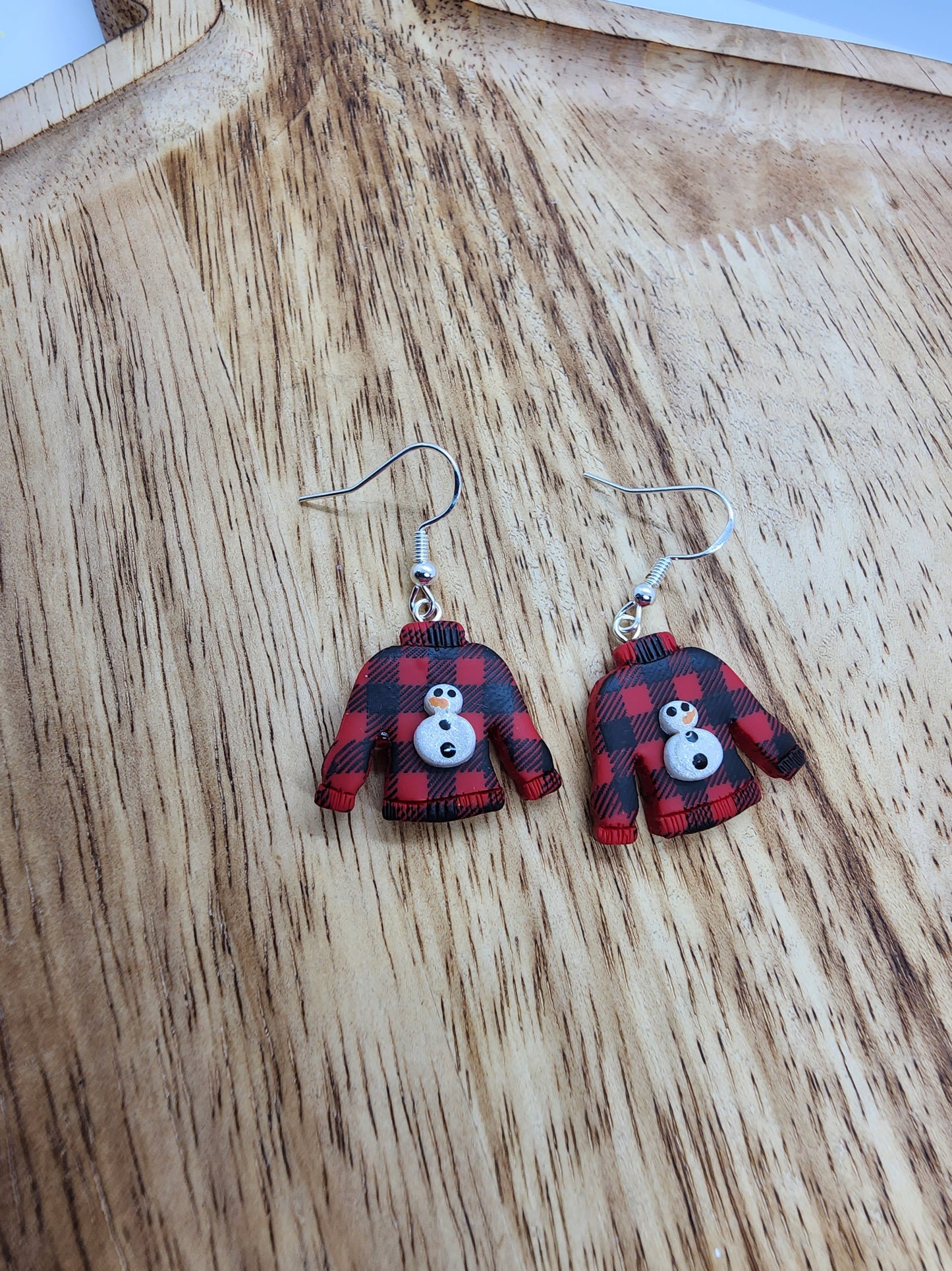 Lumberjack Snowman Sweater Earrings