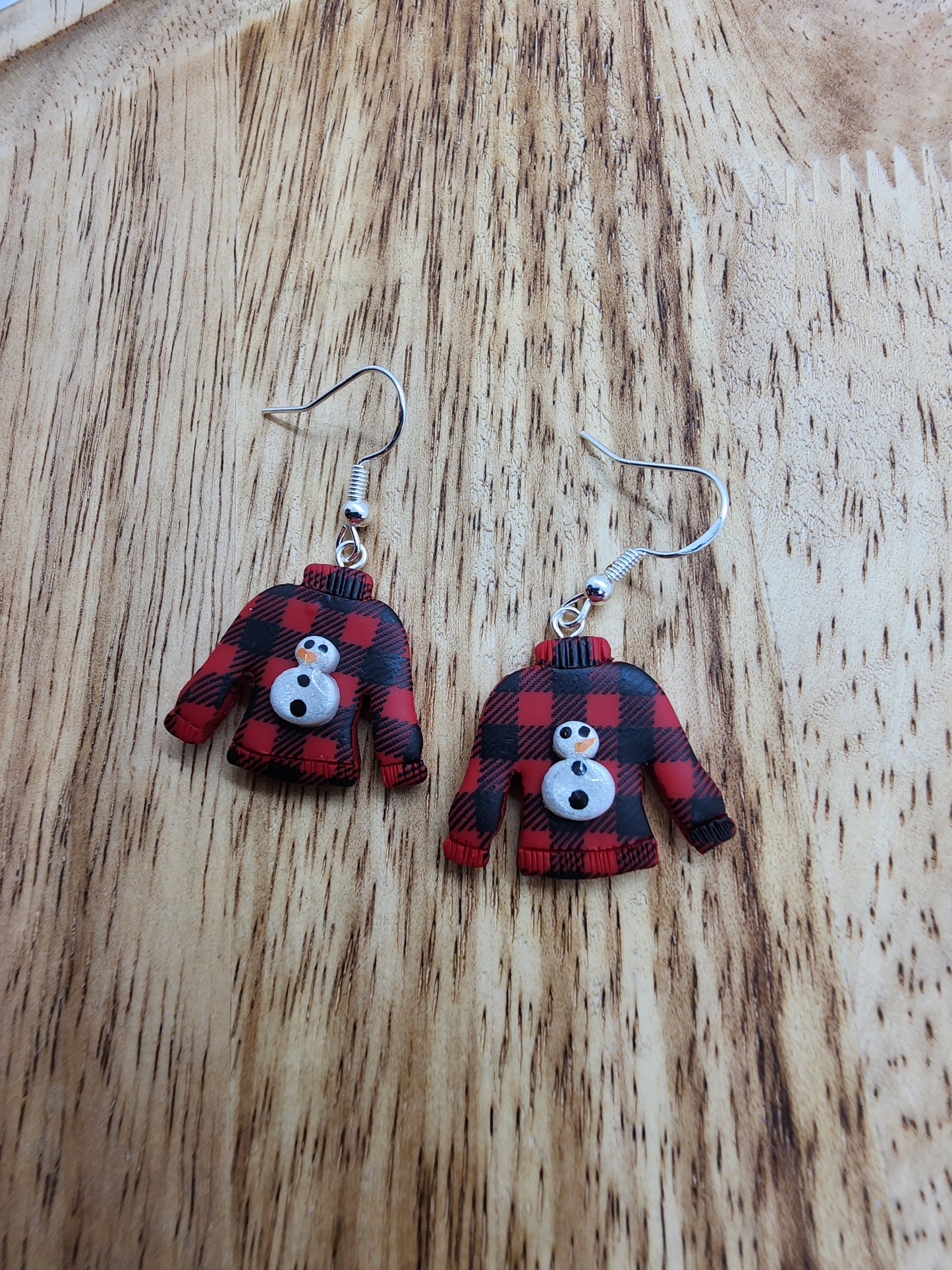 Lumberjack Snowman Sweater Earrings