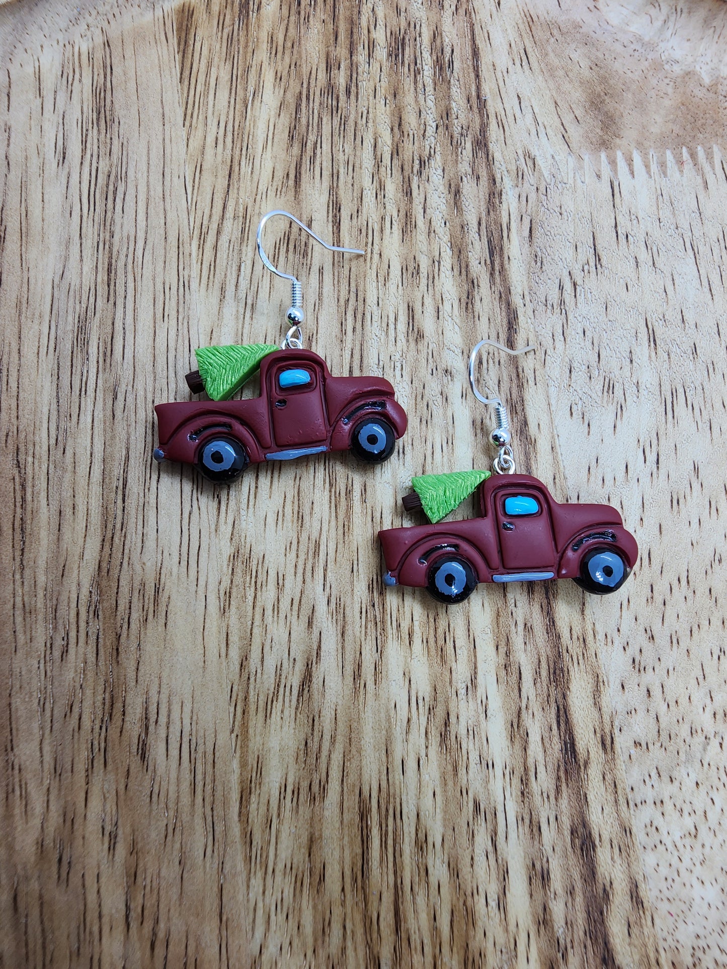 Christmas Tree Red Truck Earrings
