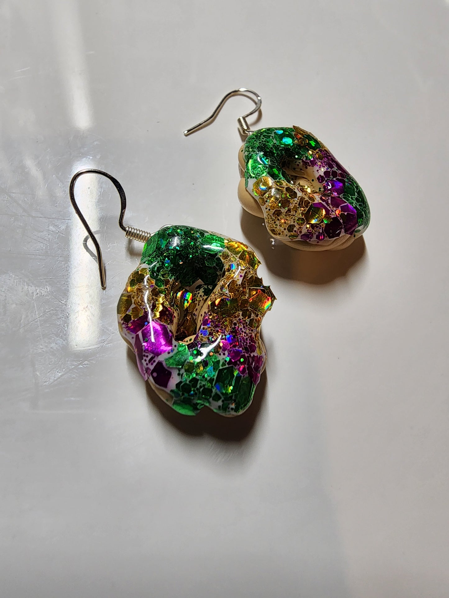 King Cake Clay Earrings 925 Sterling Silver hooks