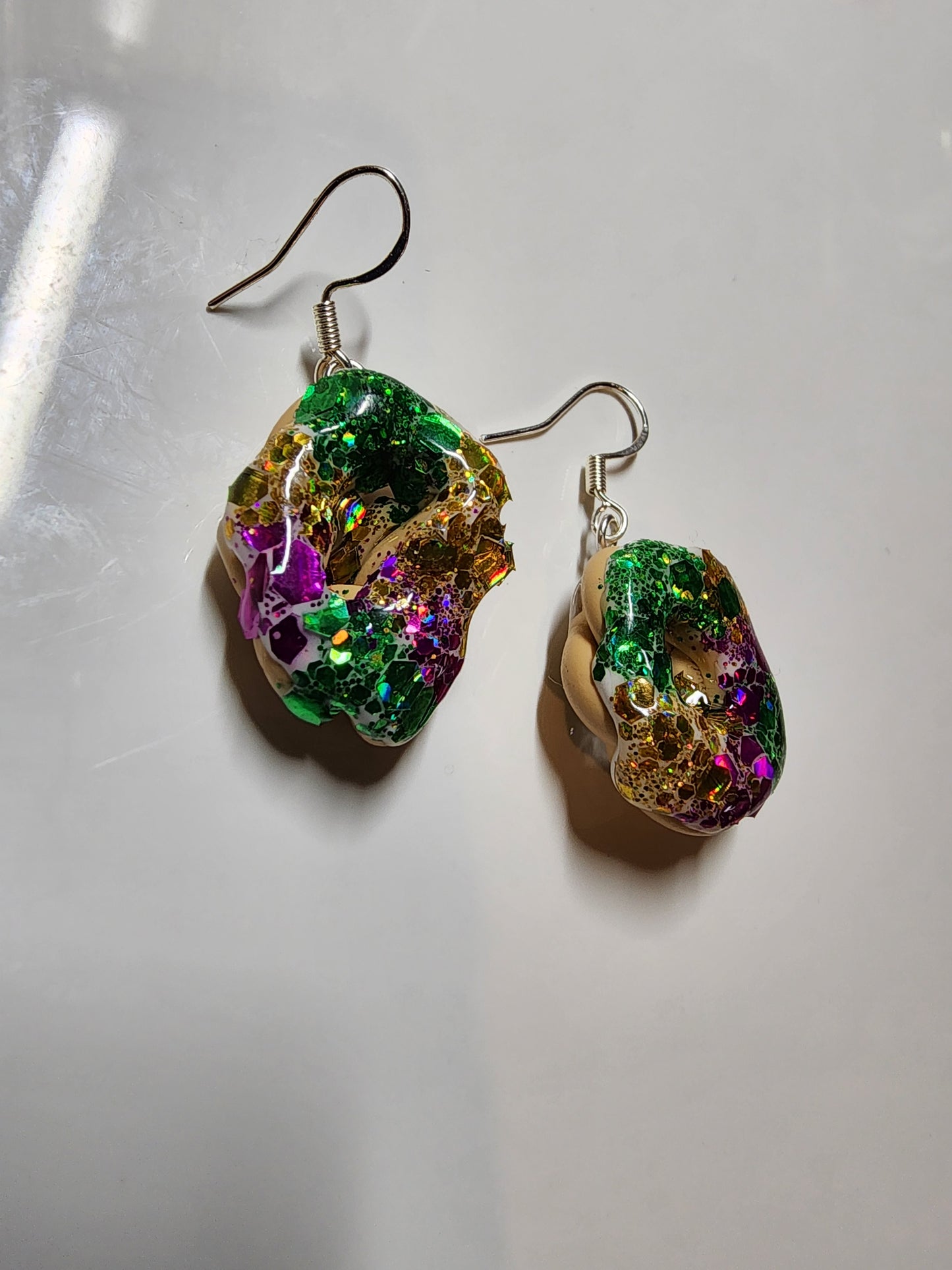 King Cake Clay Earrings 925 Sterling Silver hooks