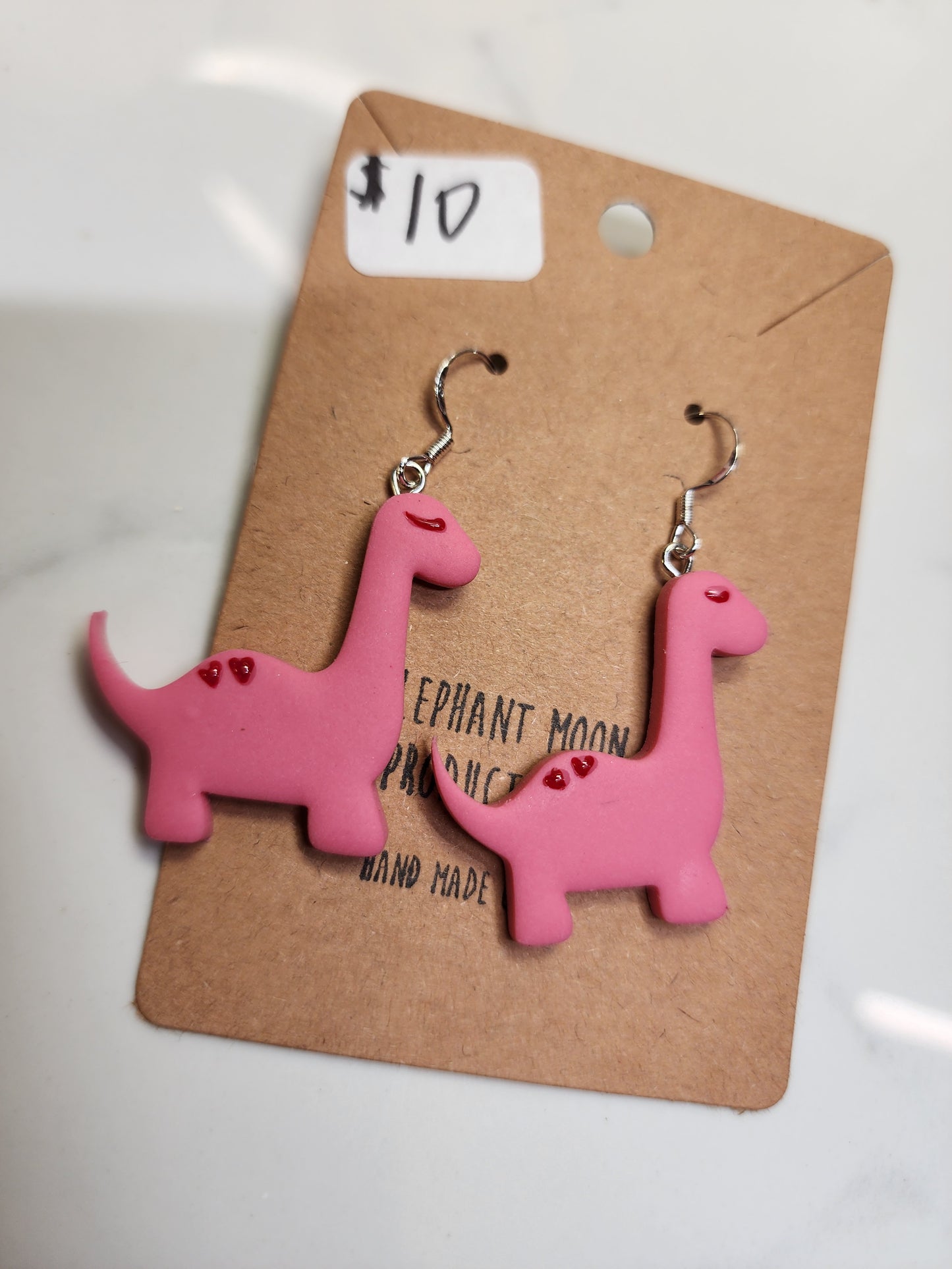 Pink Heart Dinosaur <3 Earrings