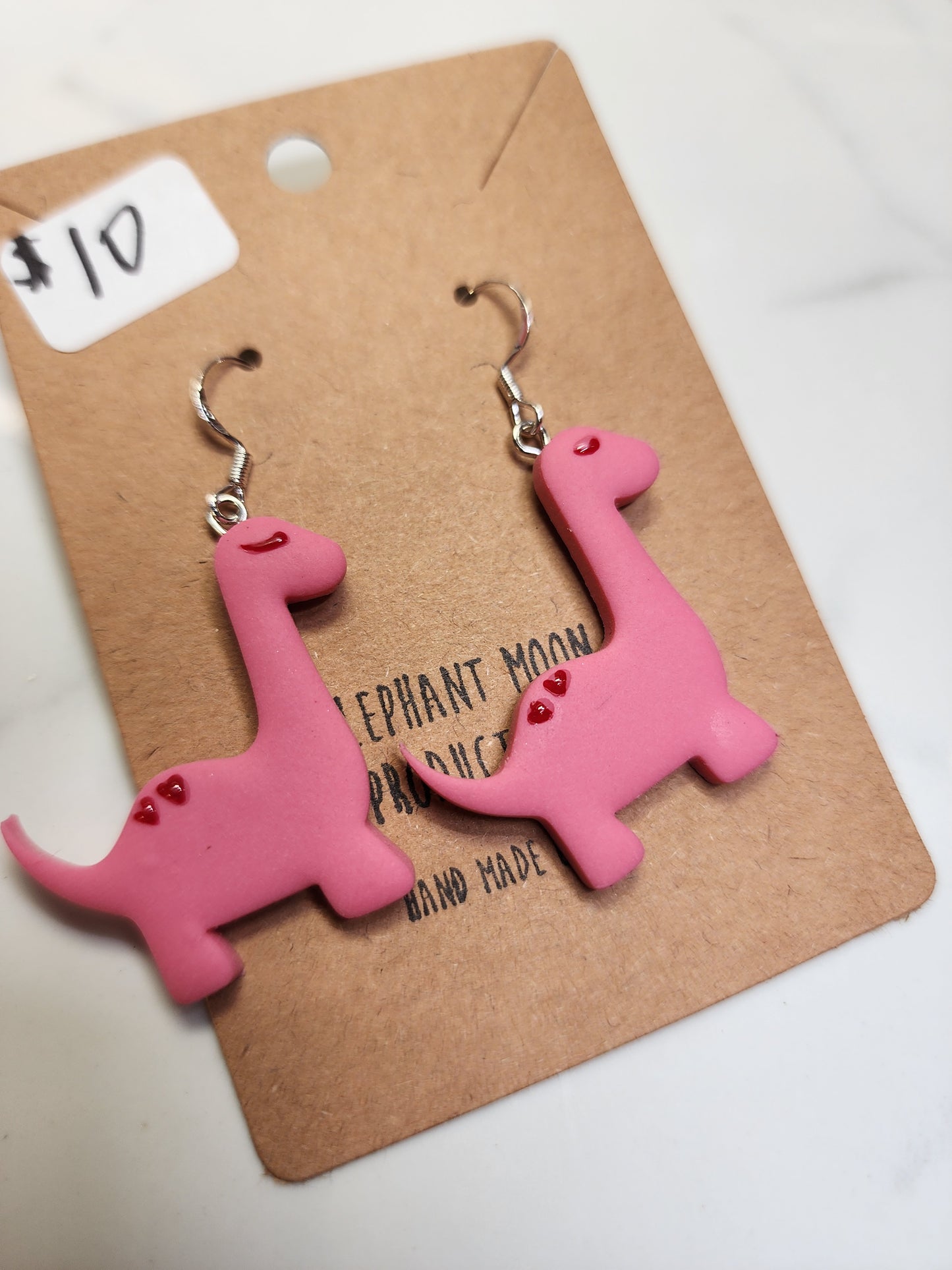 Pink Heart Dinosaur <3 Earrings