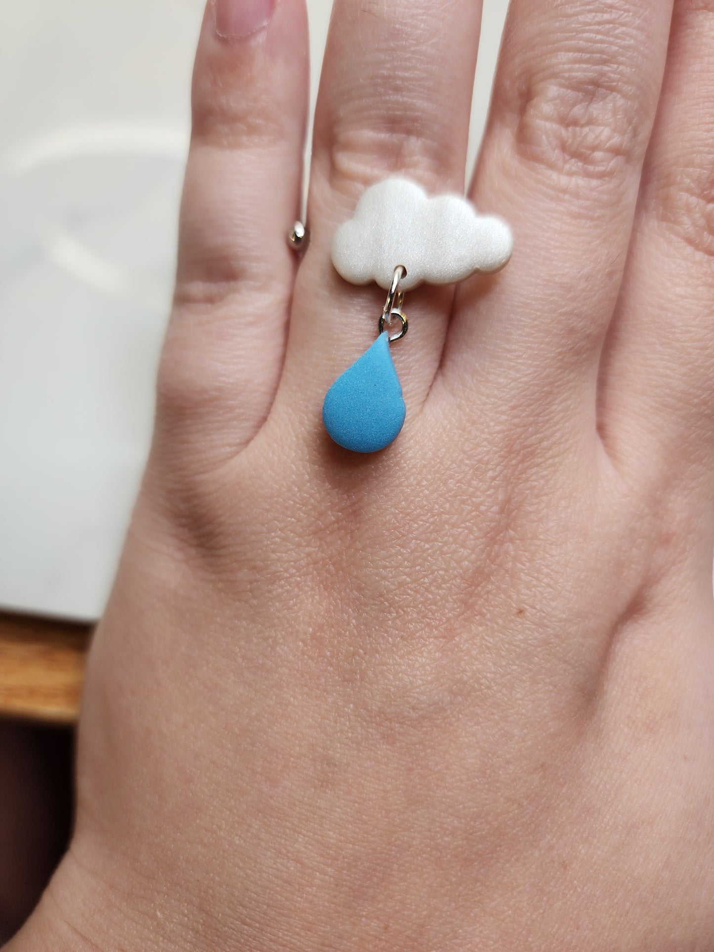 Cloudy Raindrop Ring