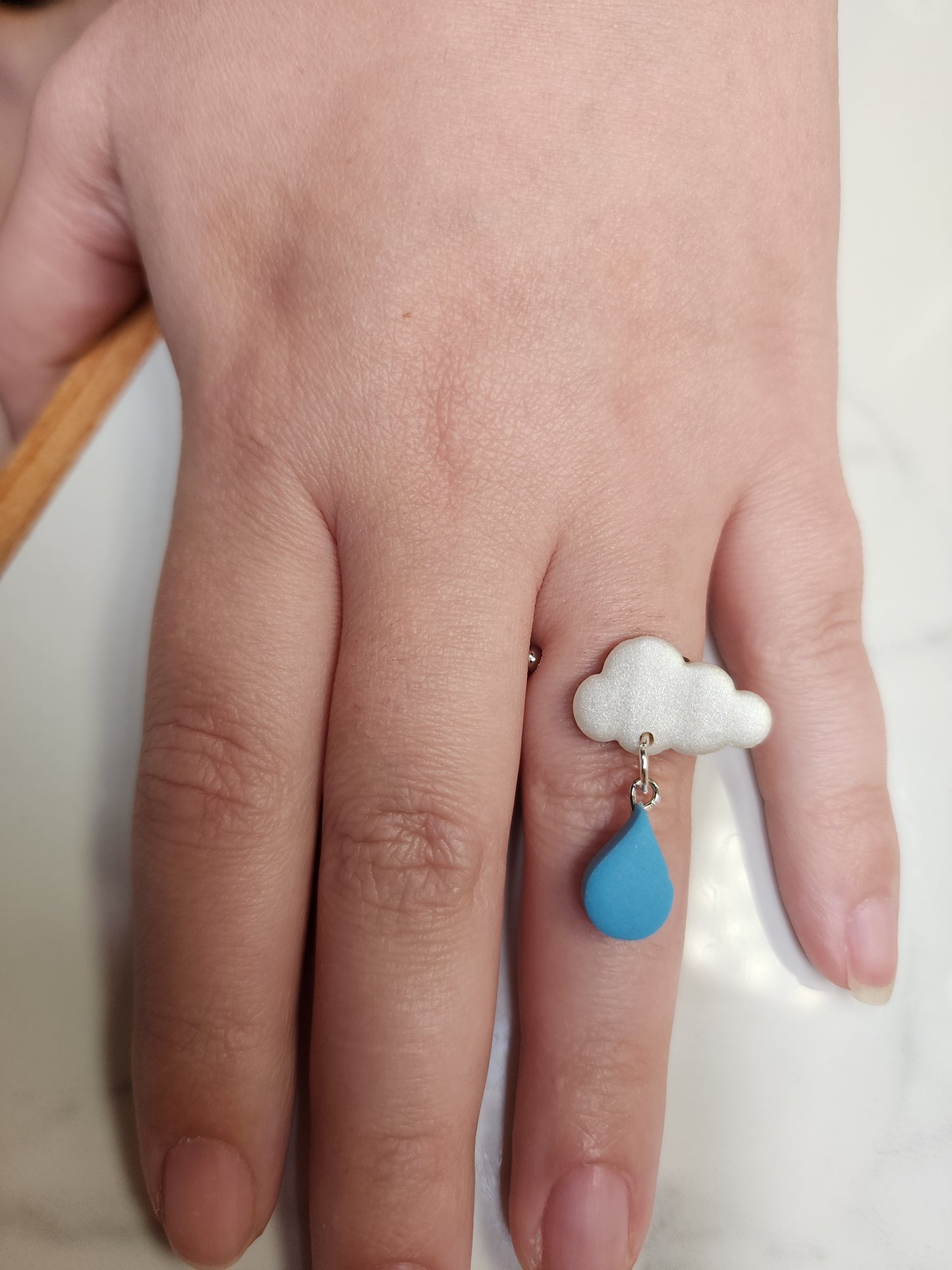 Cloudy Raindrop Ring