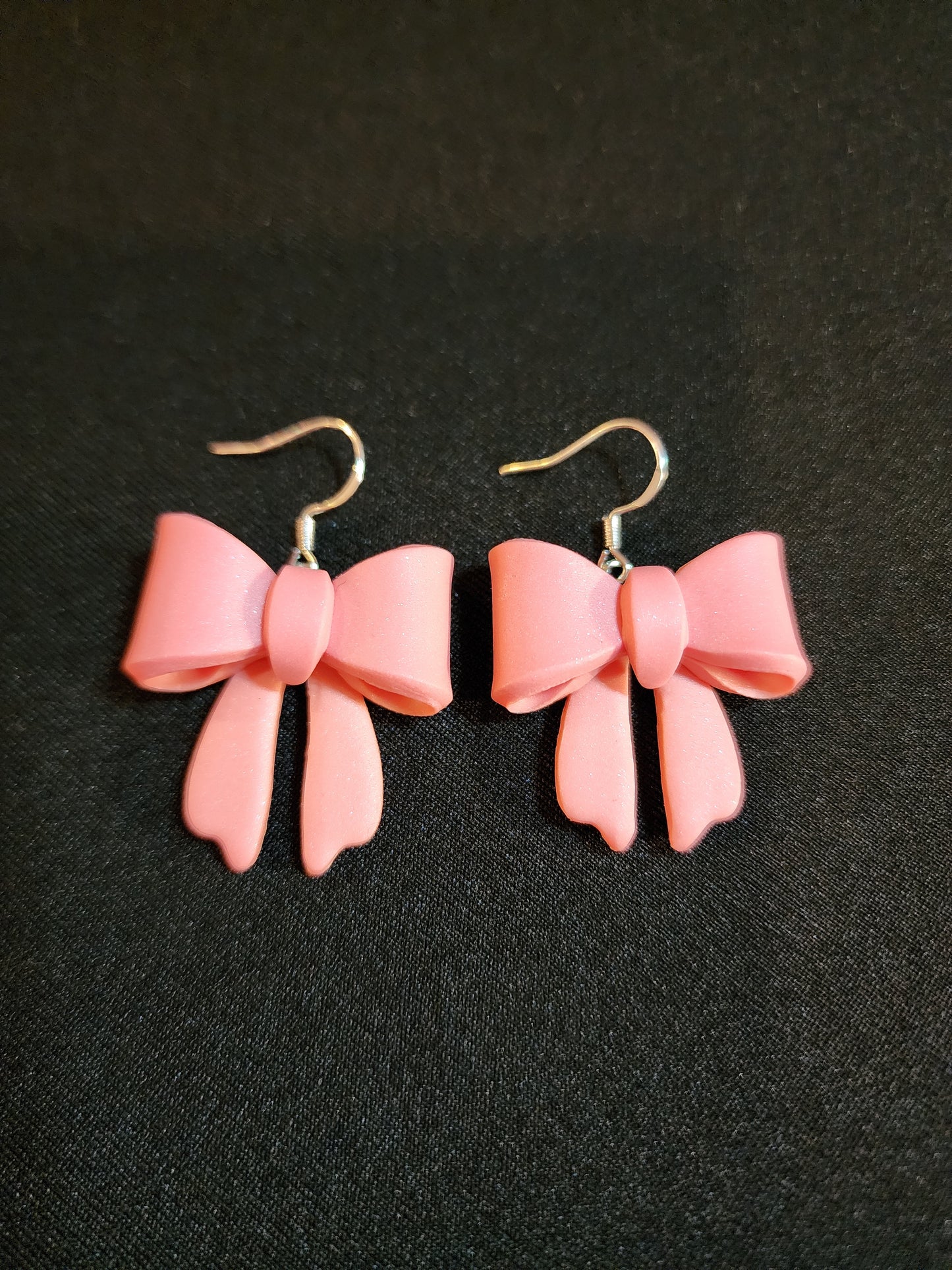 Pink Bow Clay Earrings
