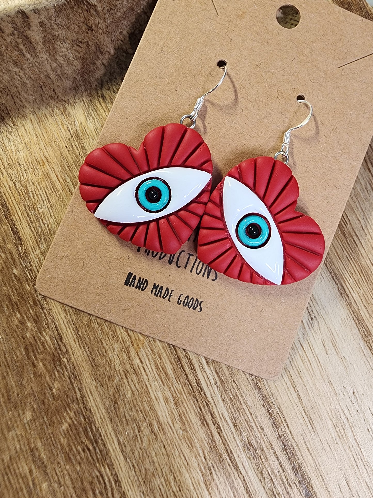 Blue Eyed Heart Earrings
