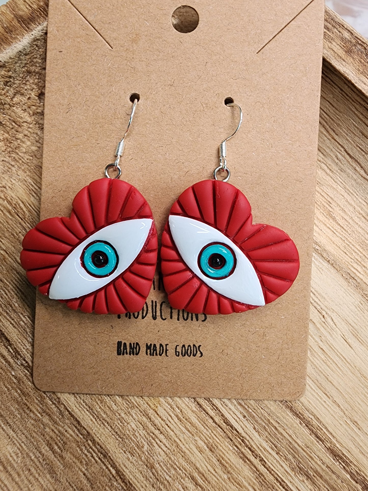 Blue Eyed Heart Earrings