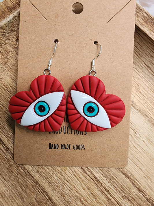 Blue Eyed Heart Earrings