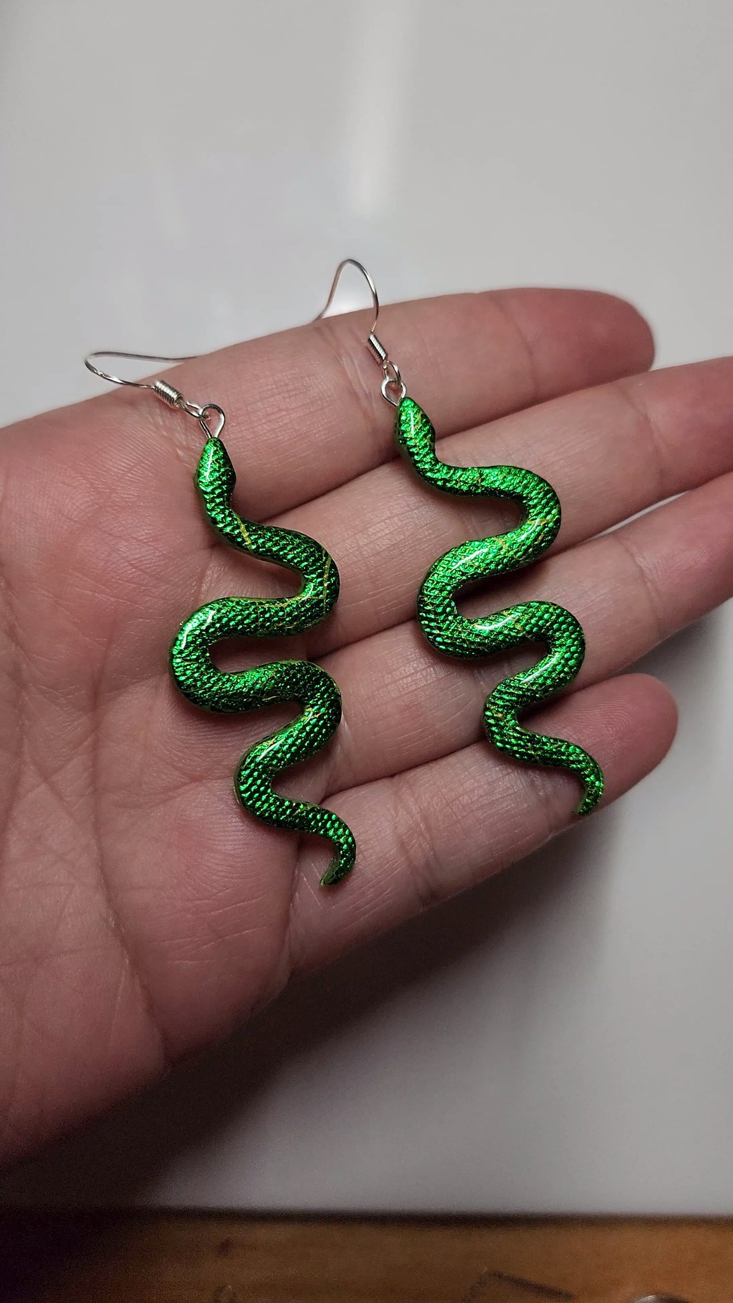 Green Snake Earrings