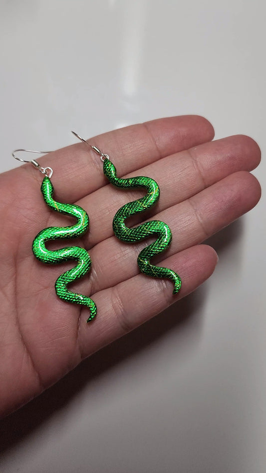 Green Snake Earrings