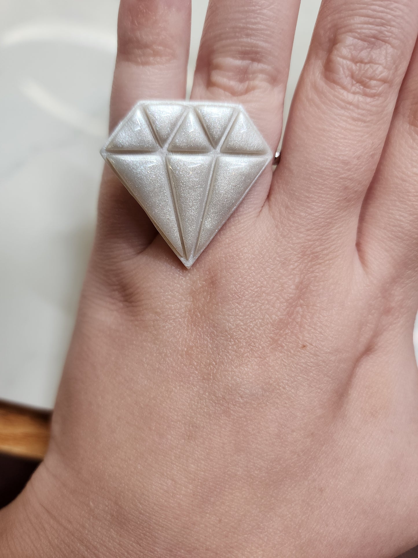 "Diamond" Ring Large Stainless Steel Handmade