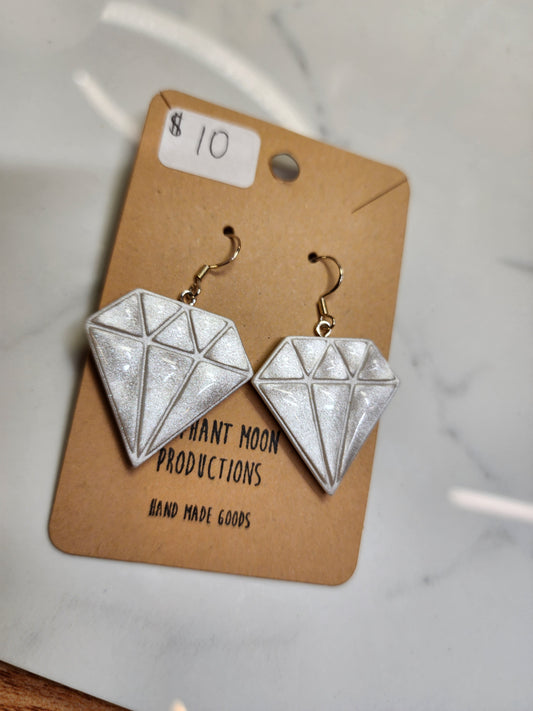 "Diamond" Clay Earrings Handmade