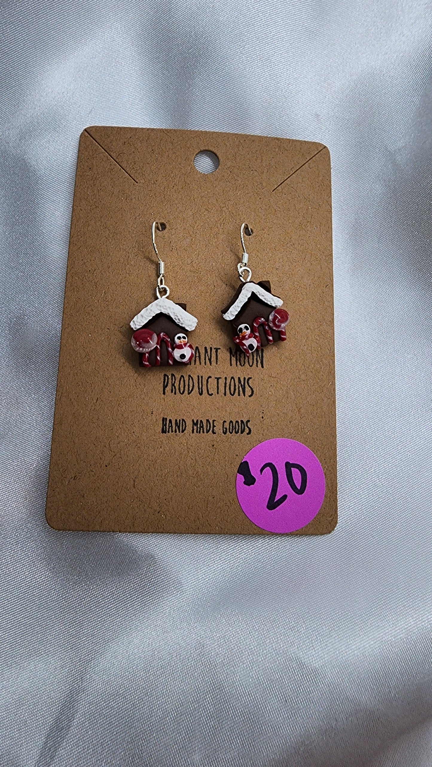 Gingerbread House with Snowman Earrings