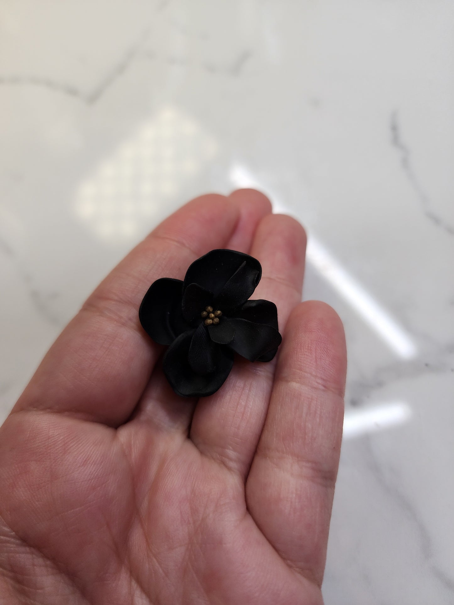 Black Floral Pin/Brooch Handmade