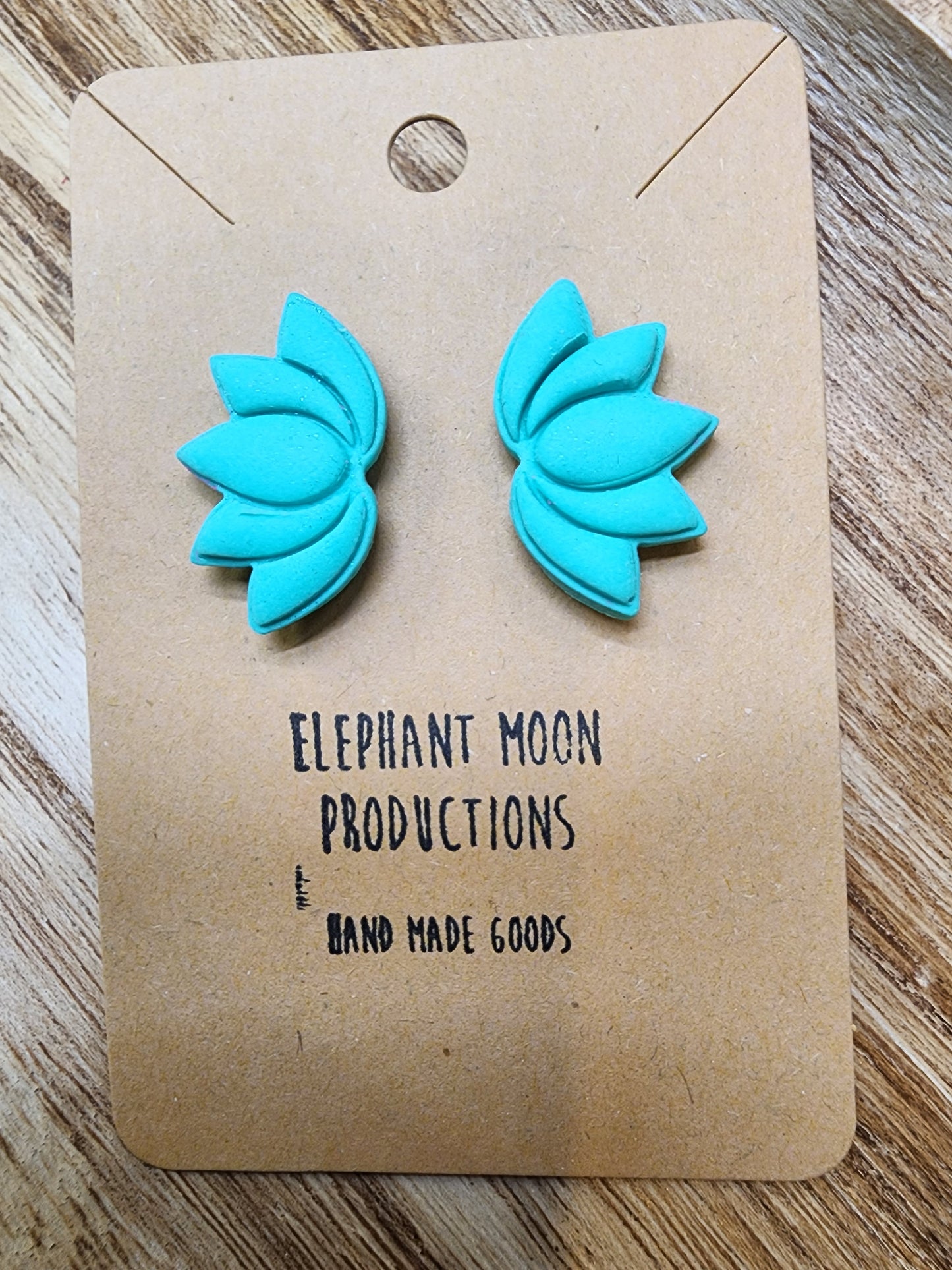Blue Lotus Flower Stud Earrings