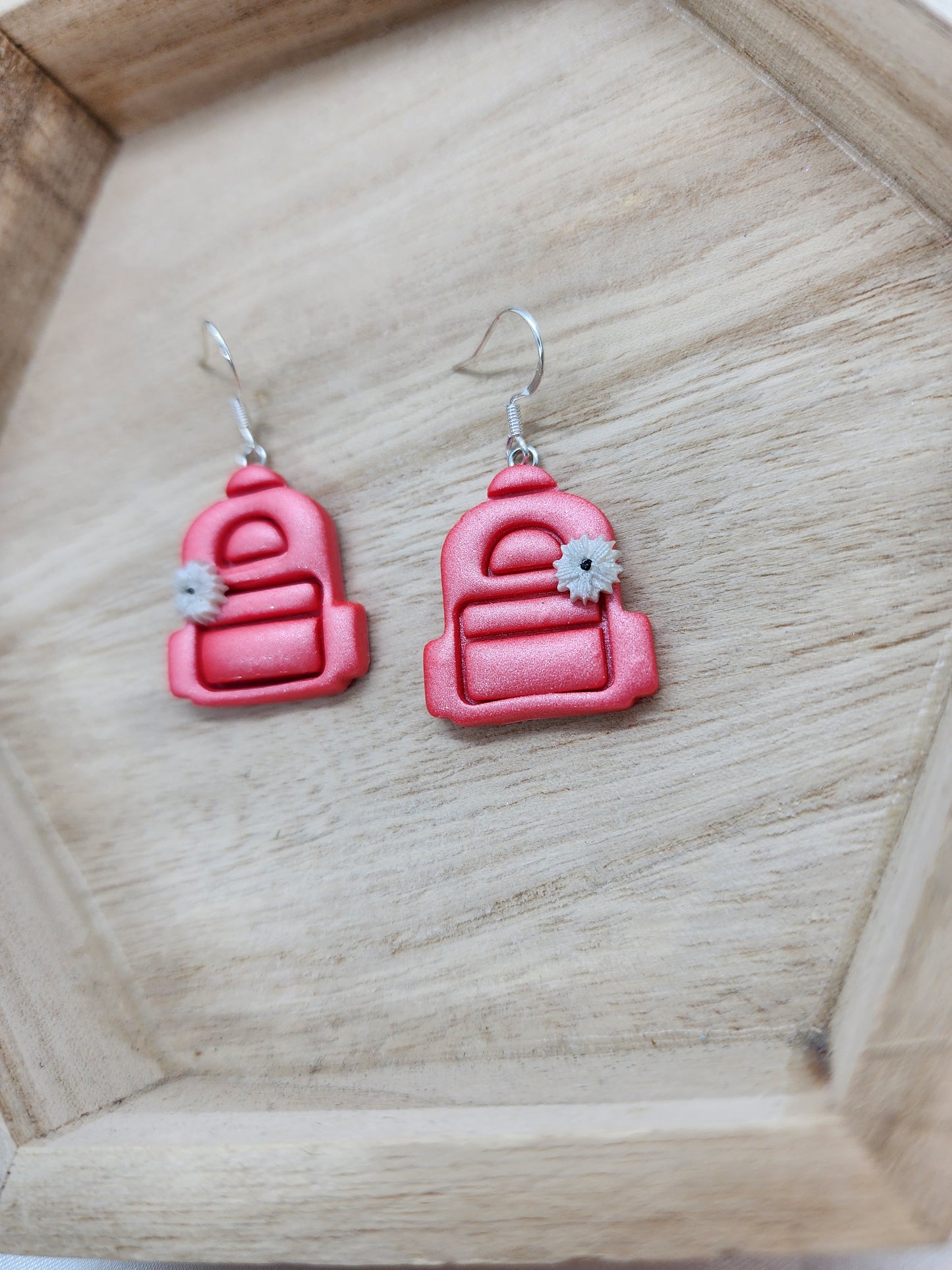 Pink Backpack Earrings Back to School Accessories