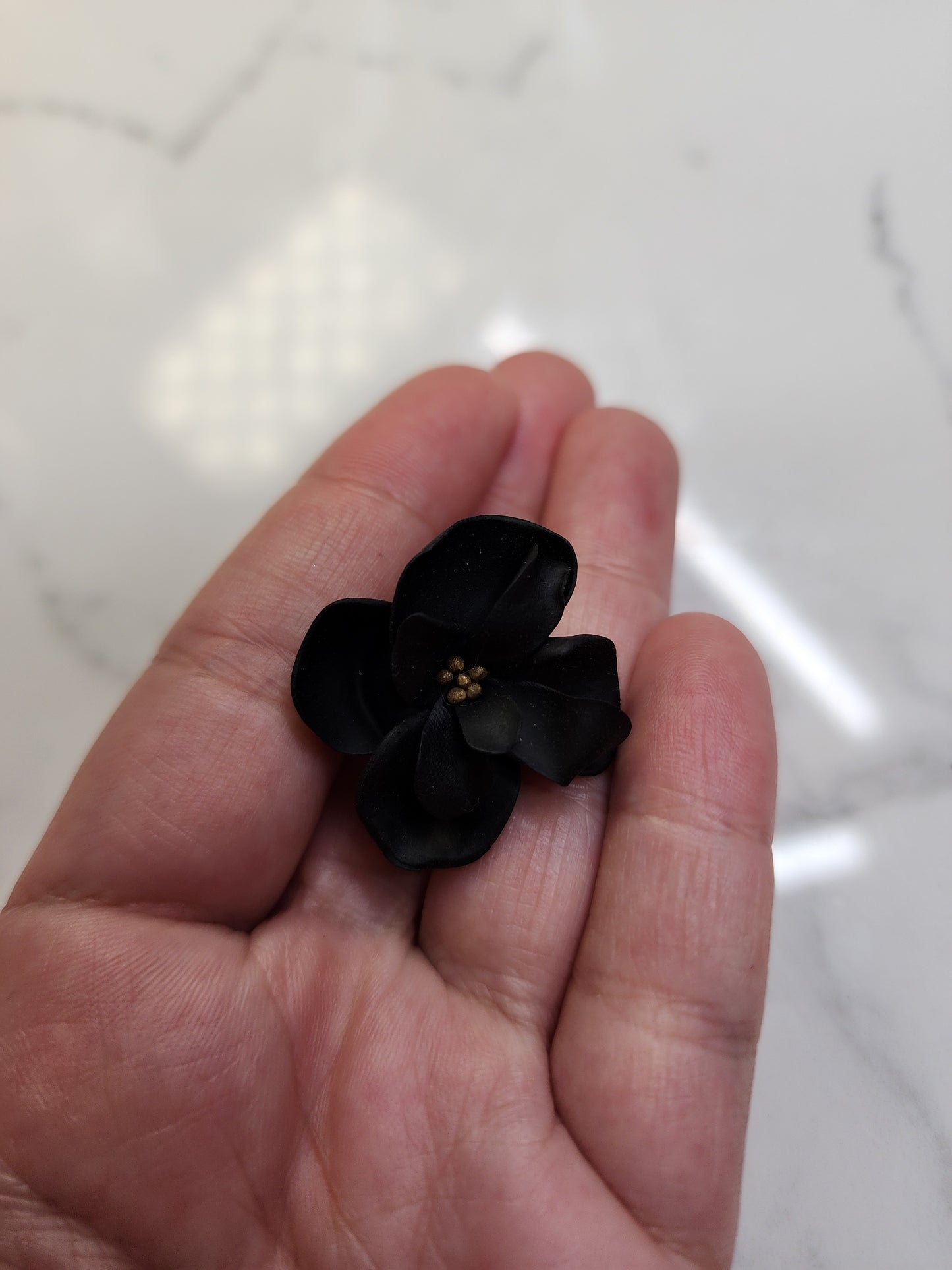 Black Floral Pin/Brooch Handmade
