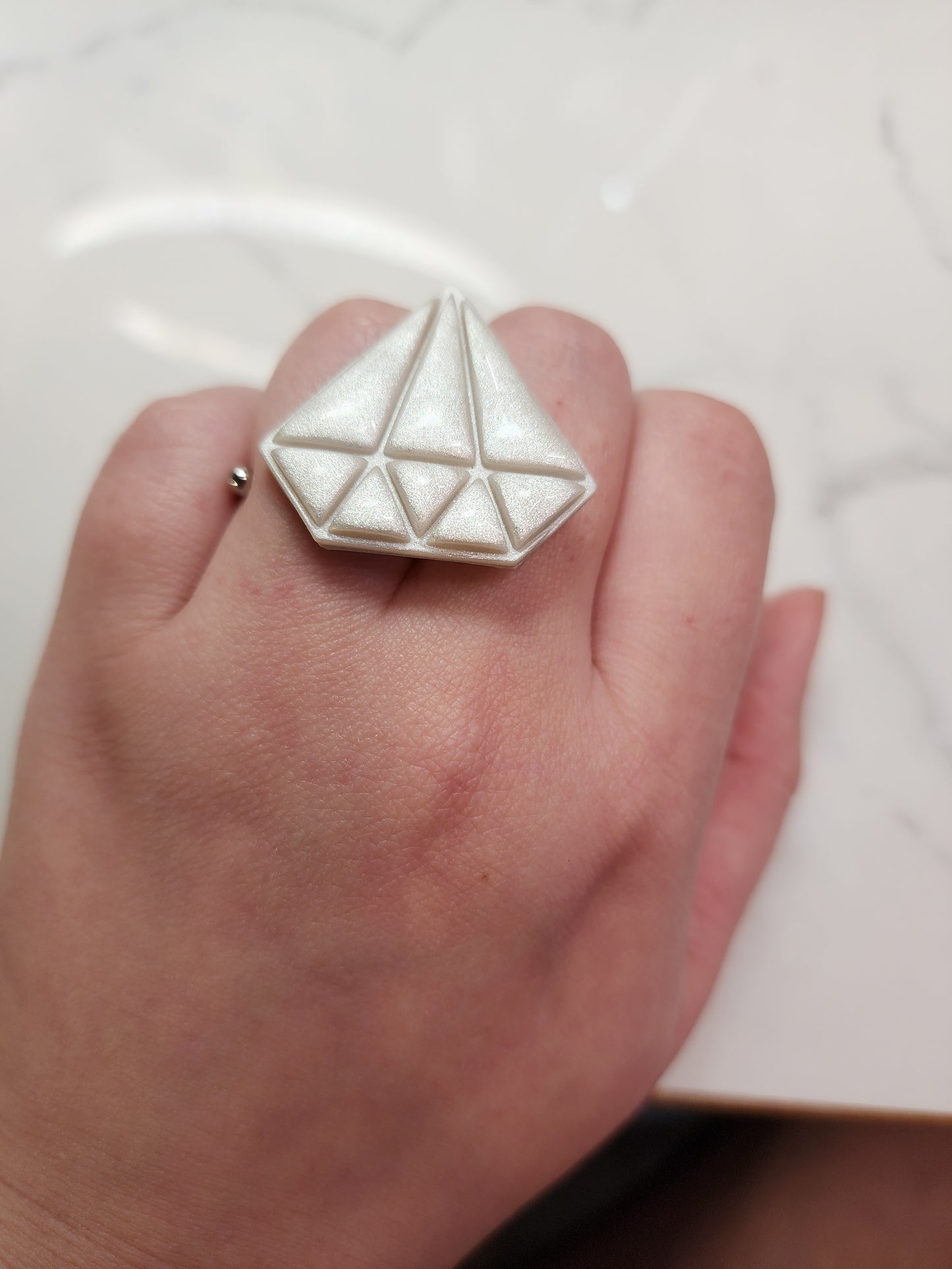 "Diamond" Ring Large Stainless Steel Handmade