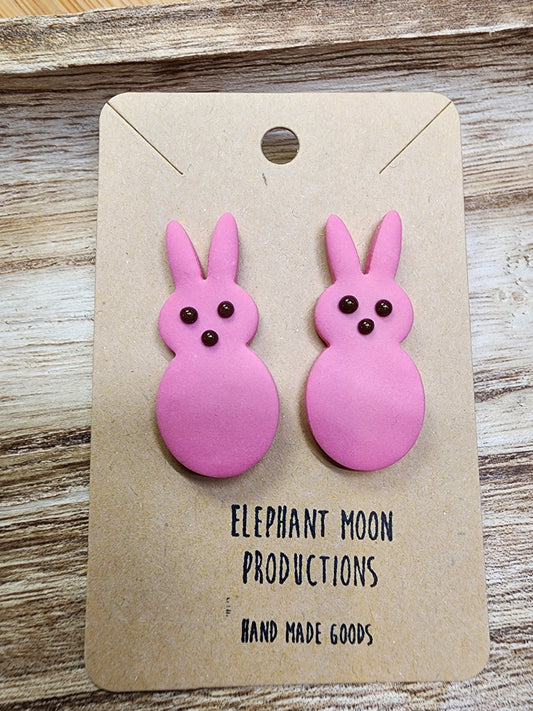 Pink Bunny Easter Stud Earrings
