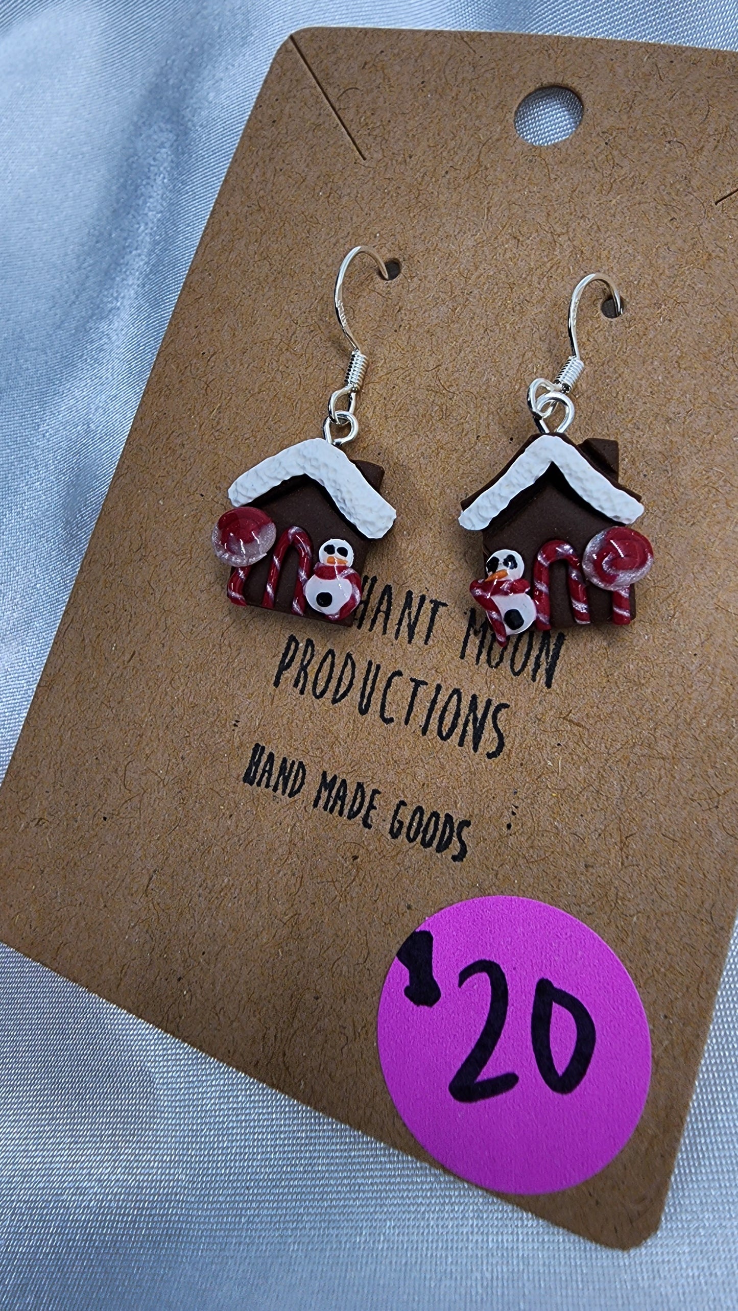 Gingerbread House with Snowman Earrings