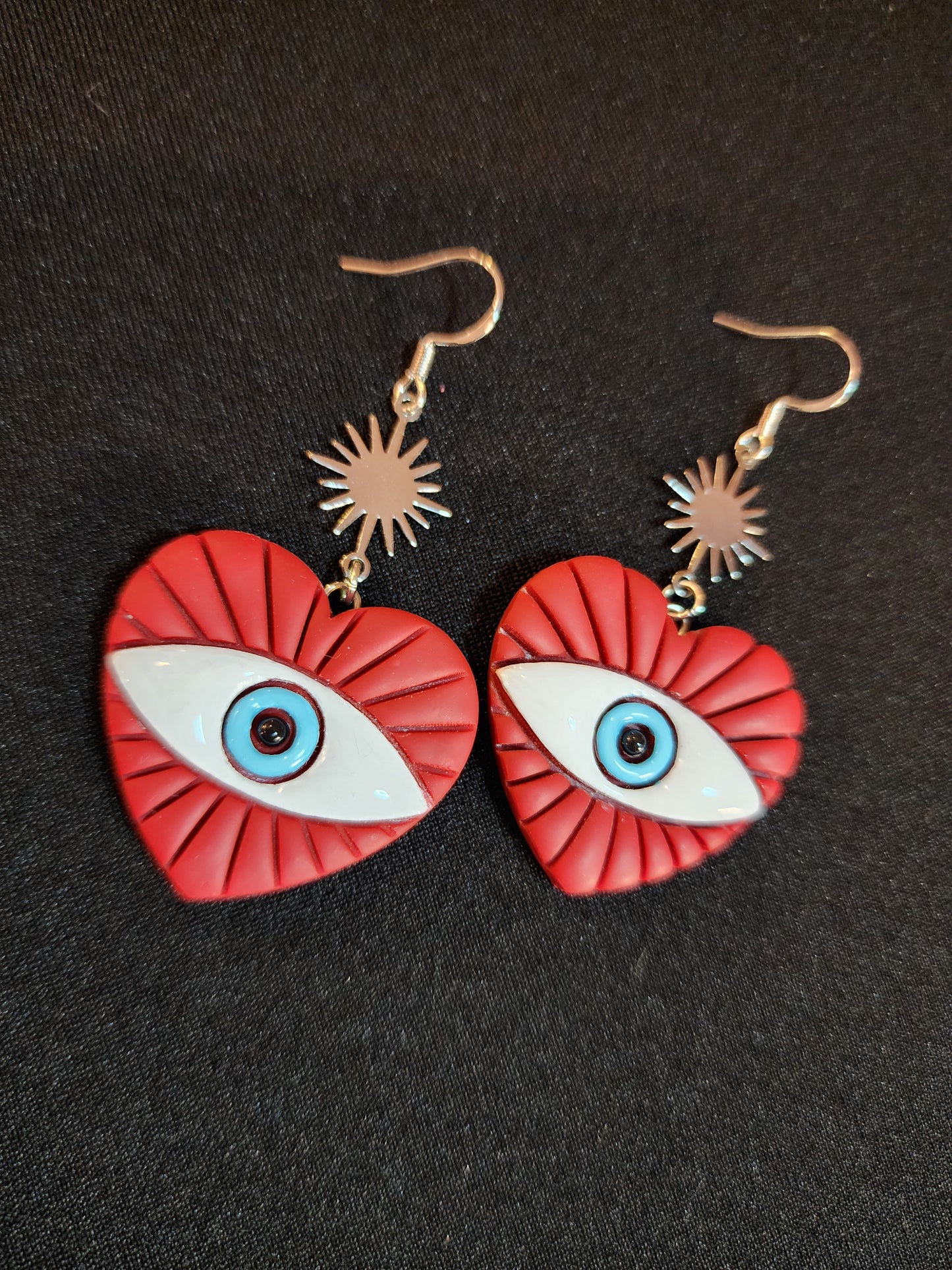 Blue Eyed Heart Earrings