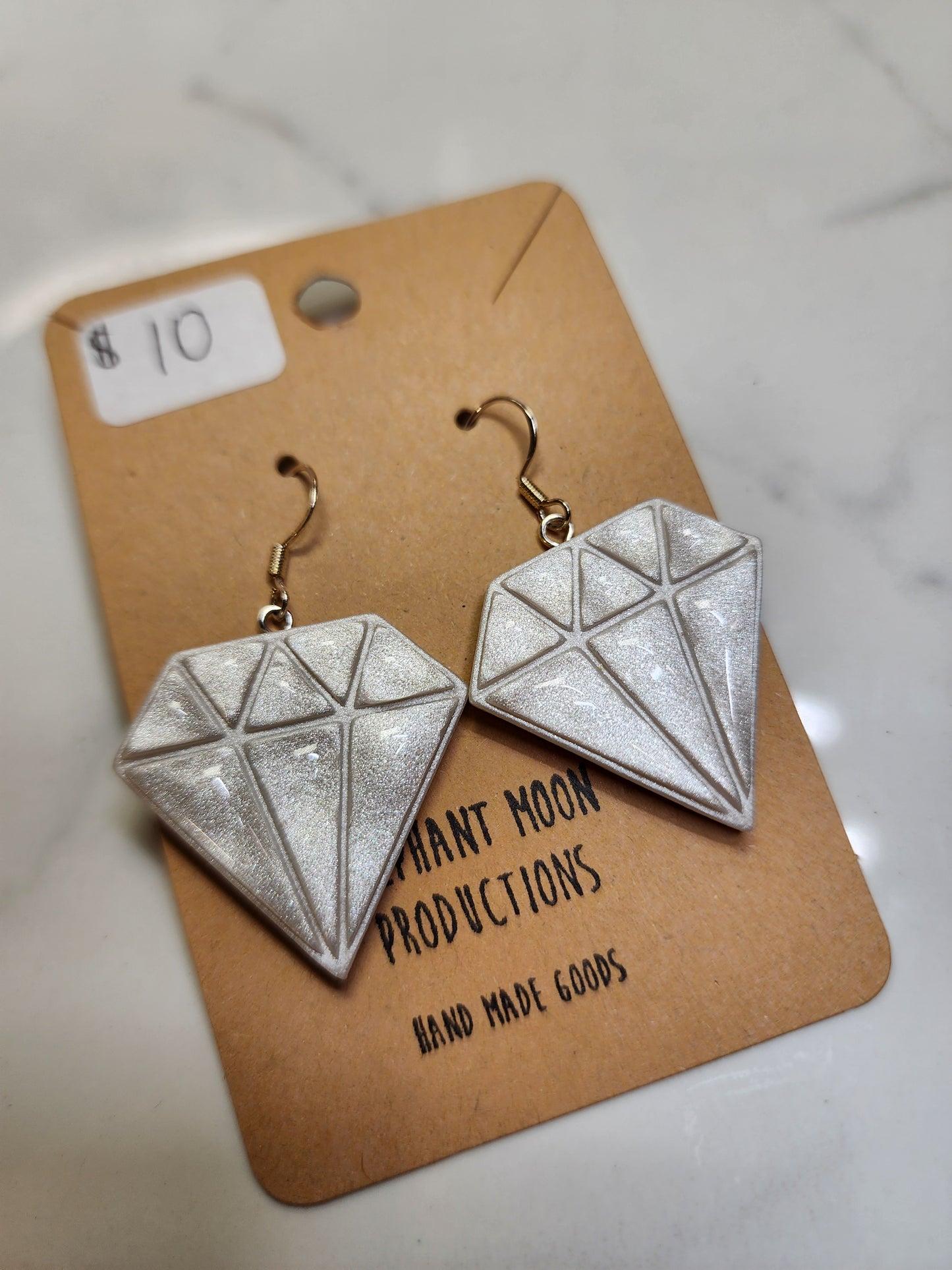 "Diamond" Clay Earrings Handmade