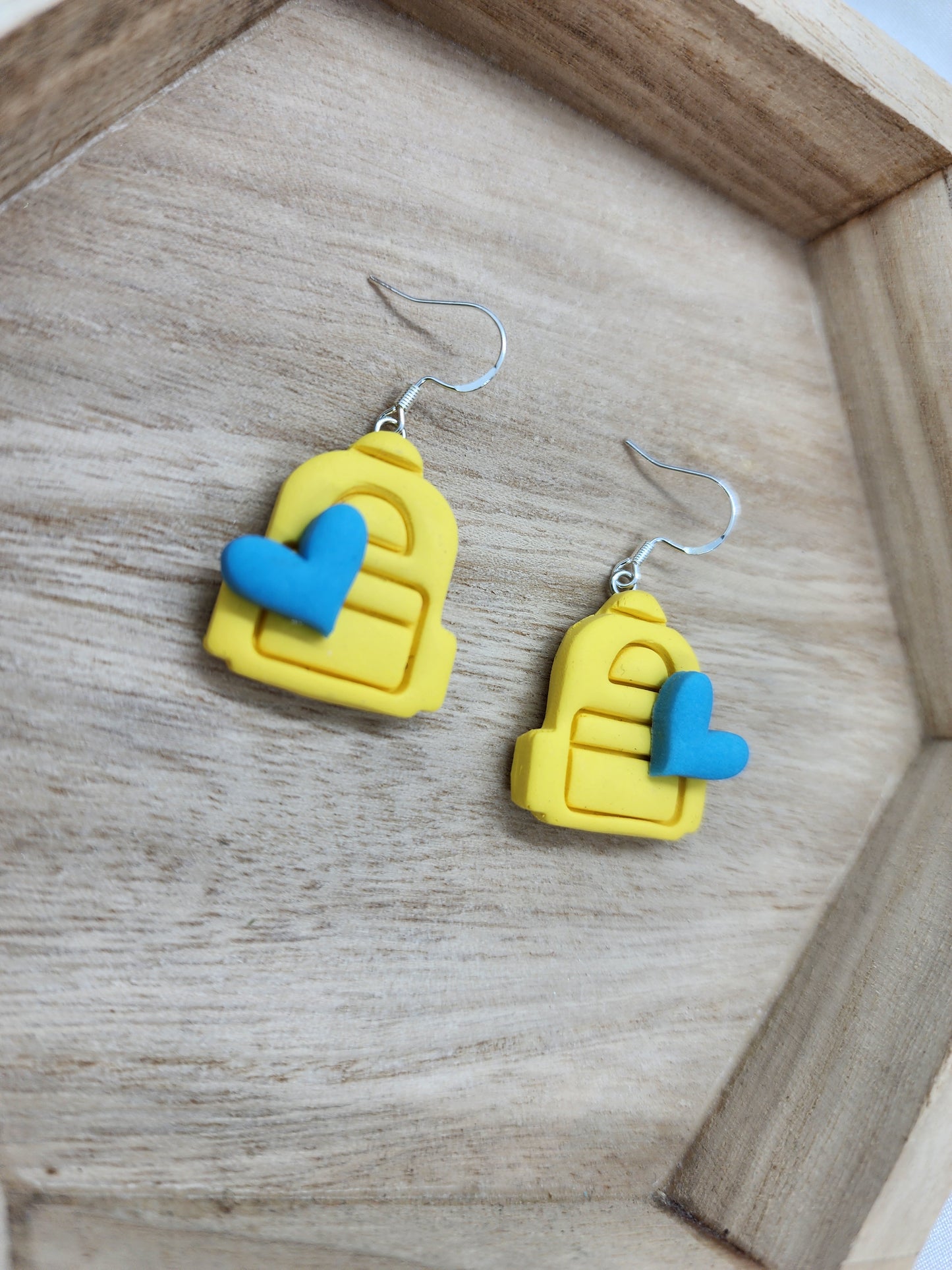Yellow Backpack Earrings Handmade