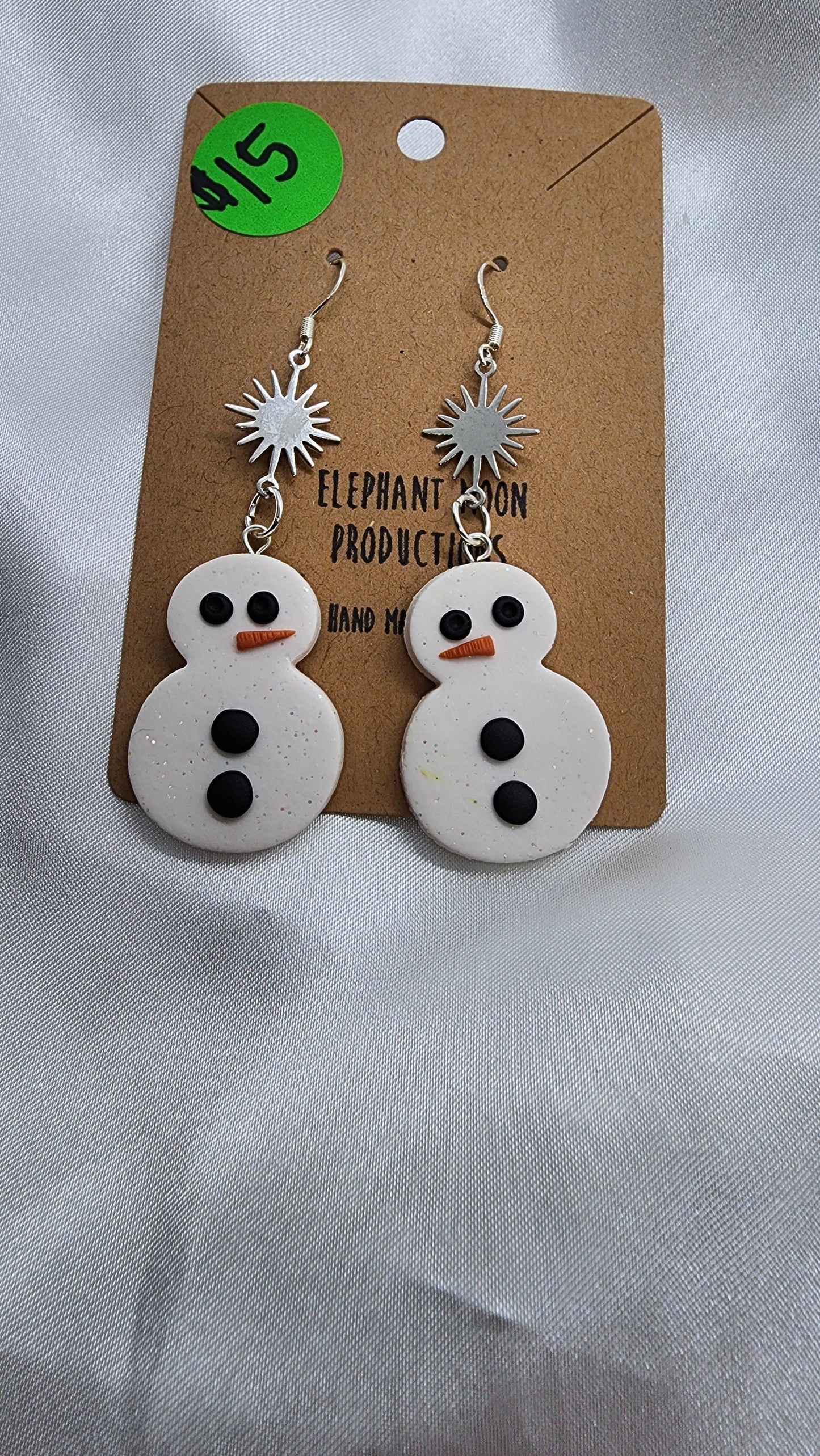 Stars and Snowmen Hook Earrings 925 sterling silver