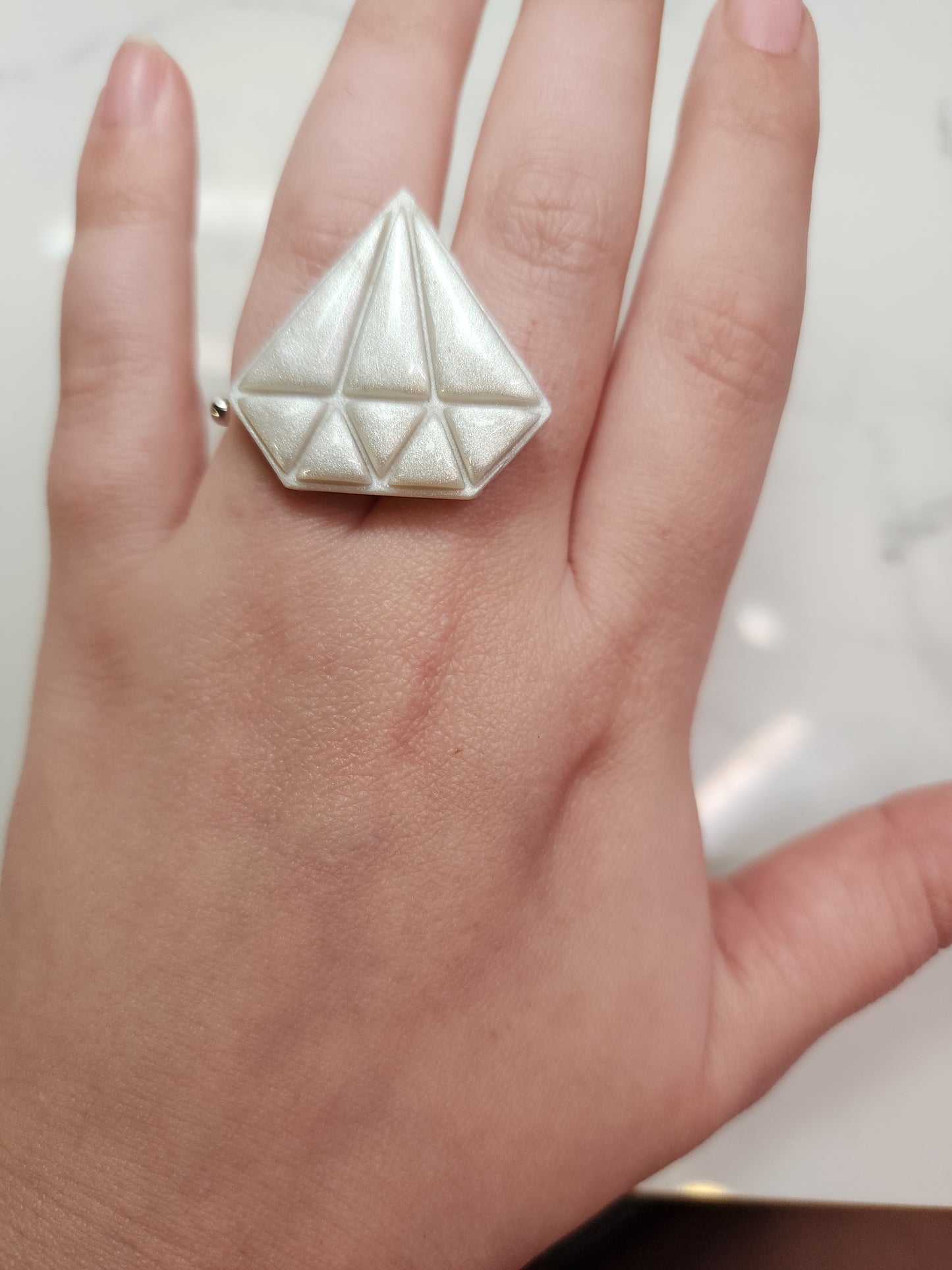 "Diamond" Ring Large Stainless Steel Handmade