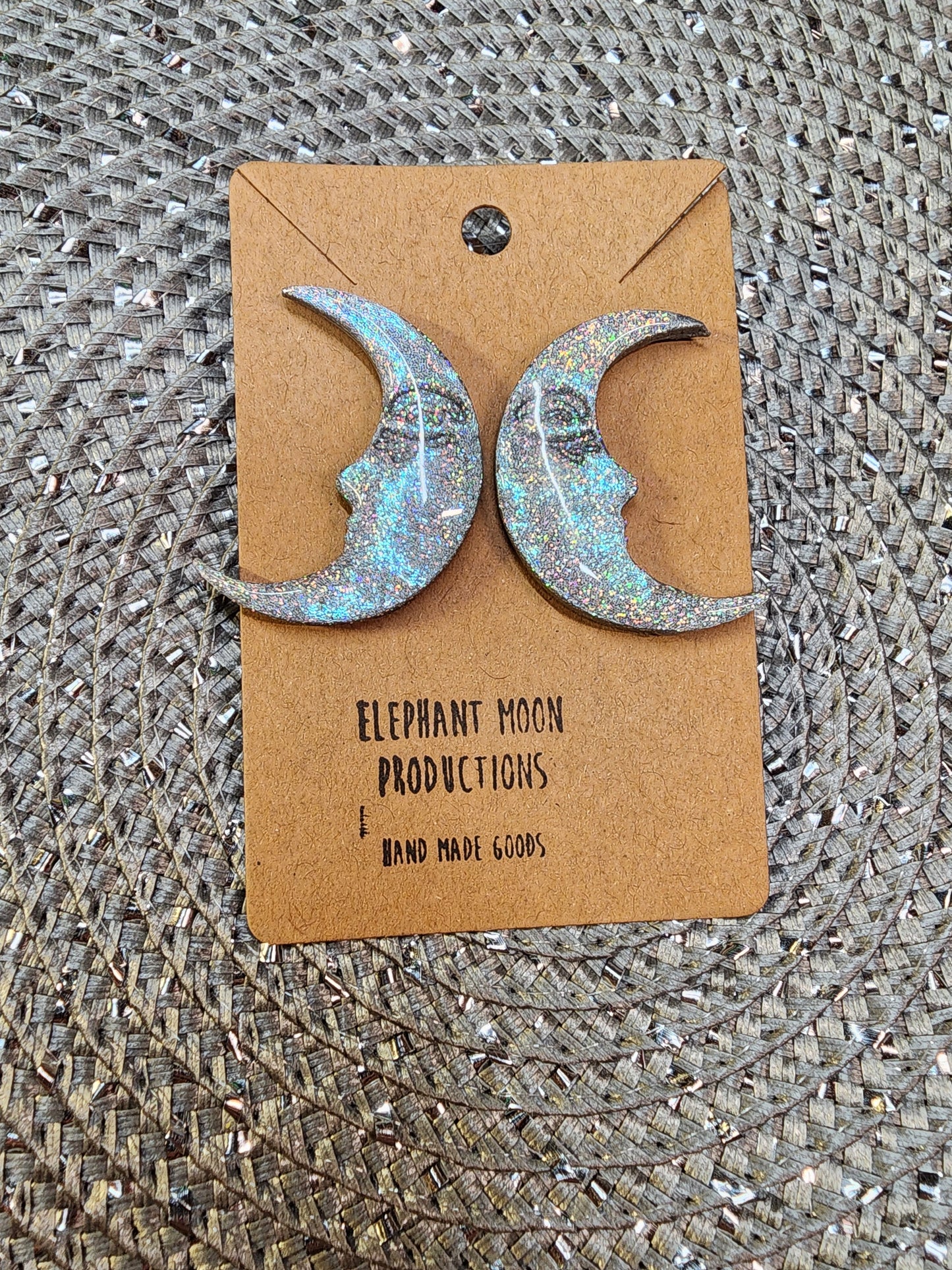 Holographic Moon Stud Earrings