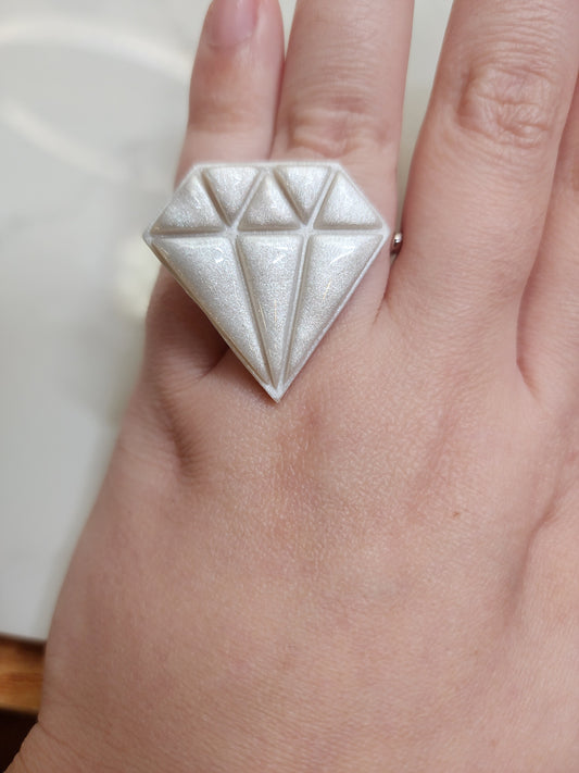 "Diamond" Ring Large Stainless Steel Handmade