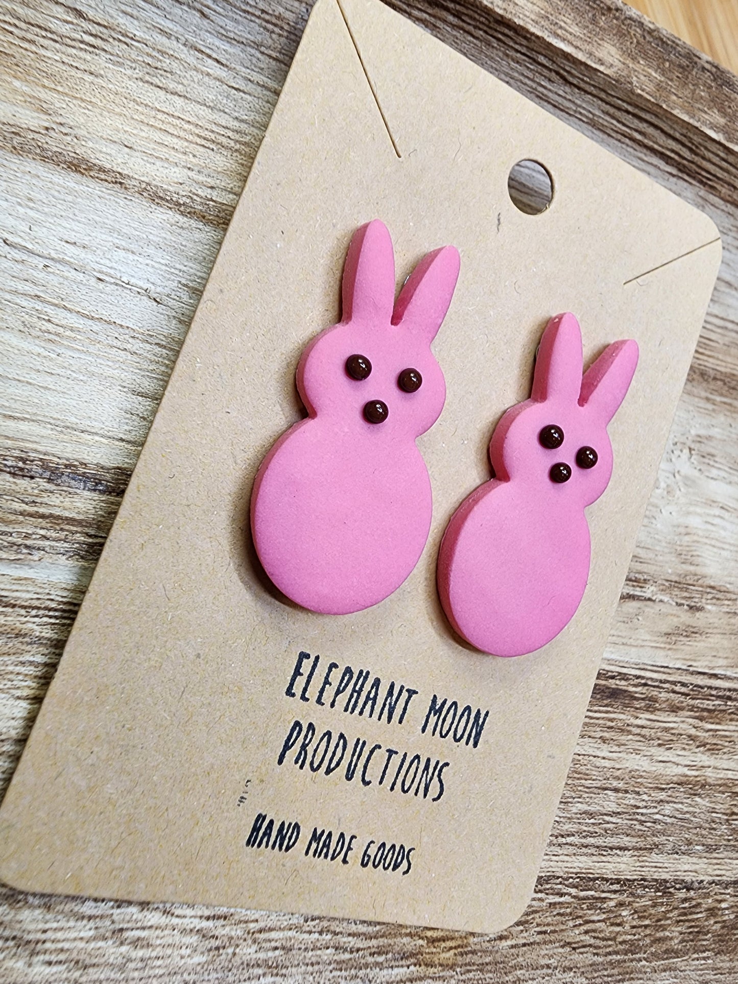 Pink Bunny Easter Stud Earrings