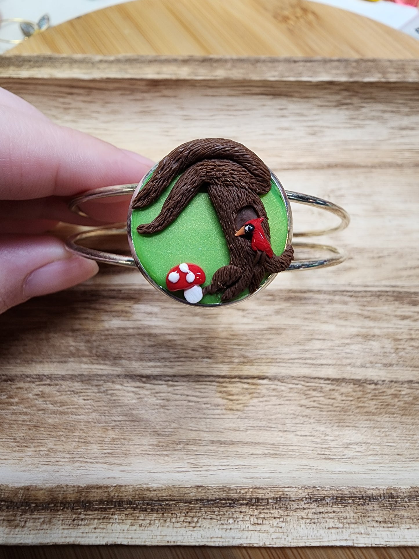 Bird and Mushroom Handcrafted Bracelet