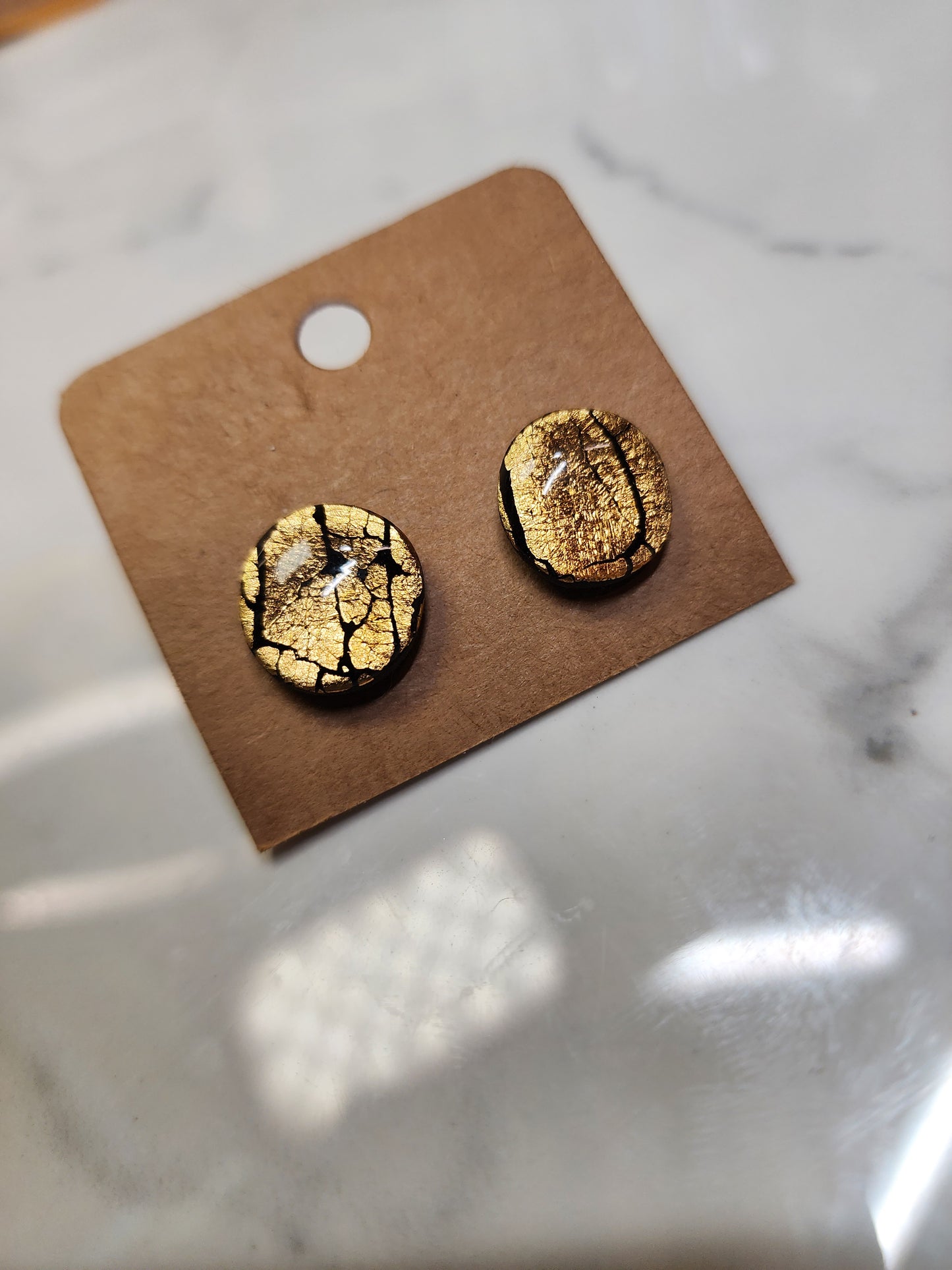 Black and Gold Stud Earrings