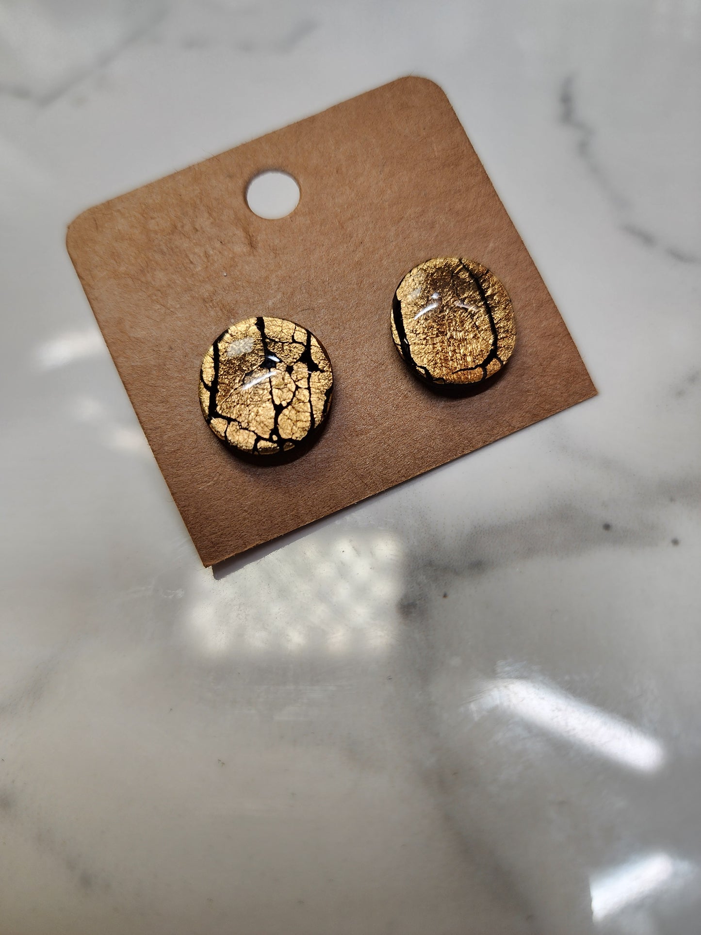 Black and Gold Stud Earrings