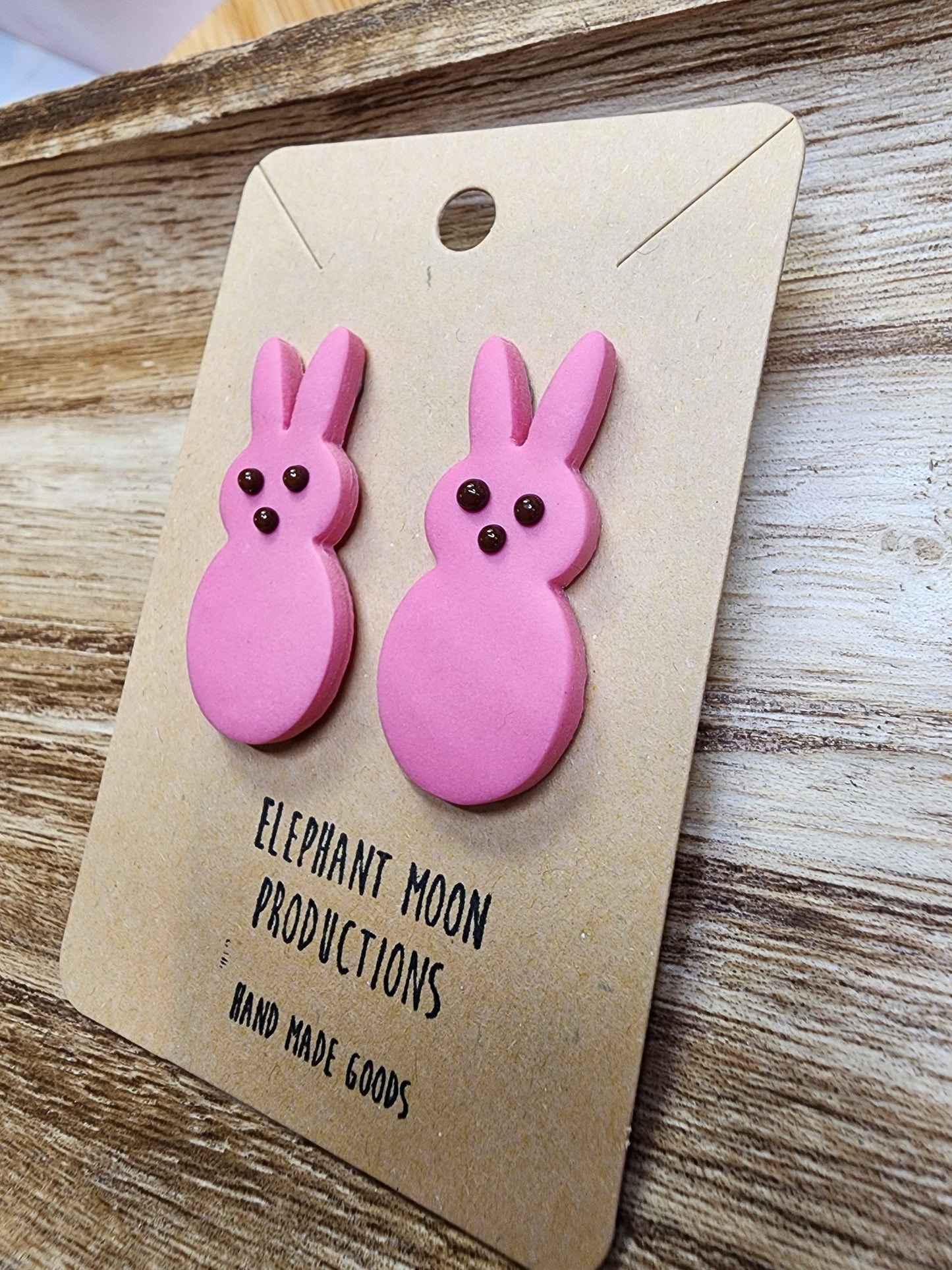 Pink Bunny Easter Stud Earrings