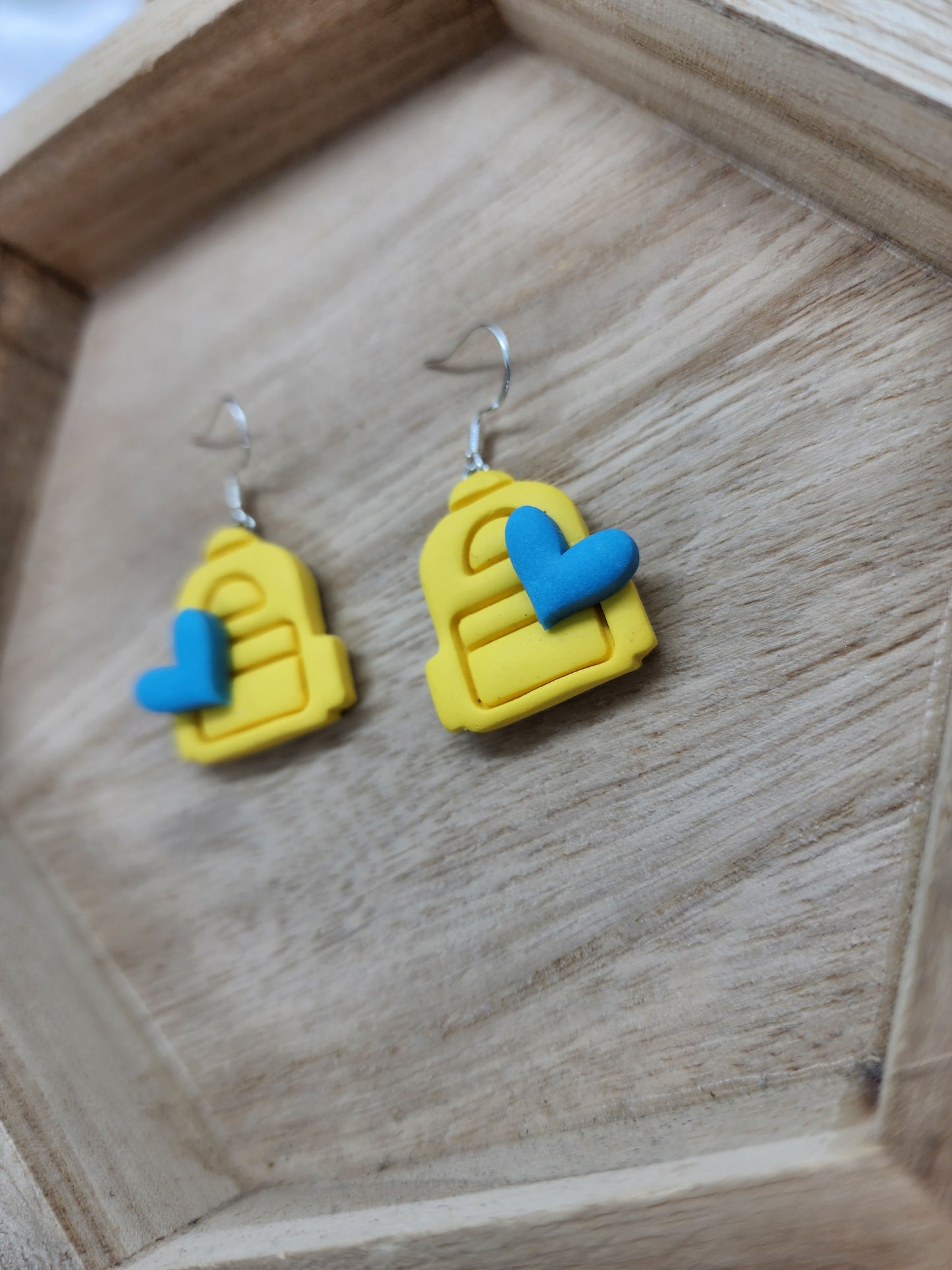 Yellow Backpack Earrings Handmade