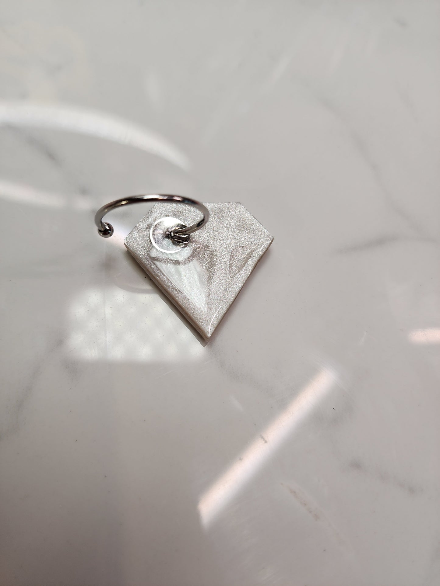 "Diamond" Ring Large Stainless Steel Handmade