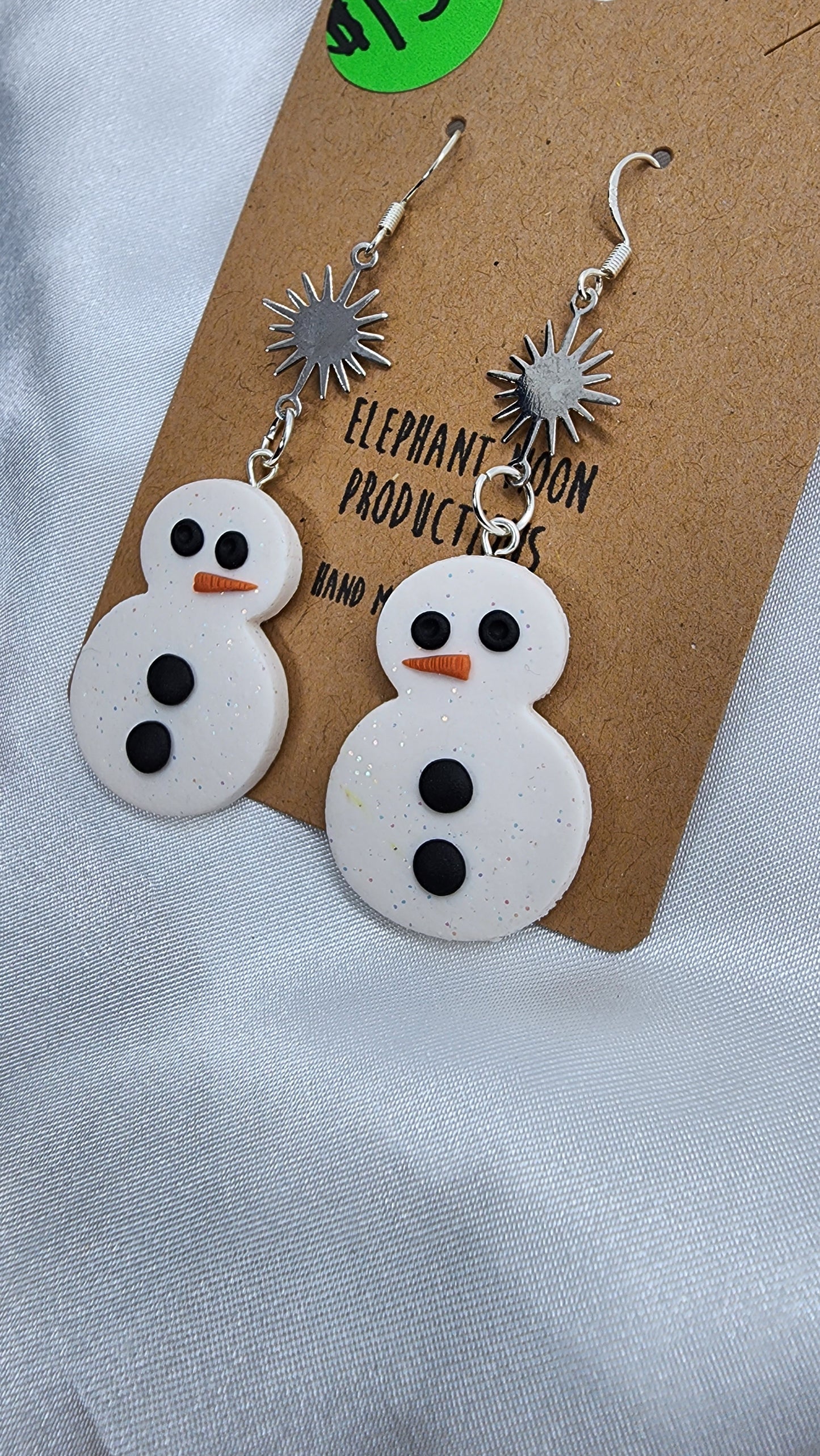 Stars and Snowmen Hook Earrings 925 sterling silver