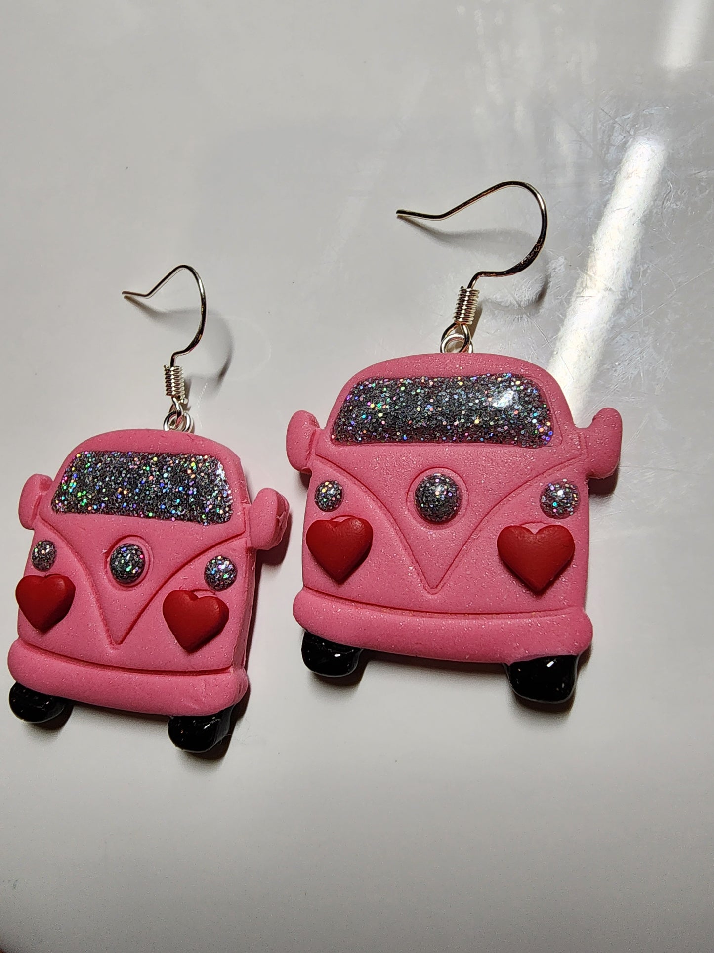 Pink VW Van Earrings Valentines 925 sterling silver jewelry