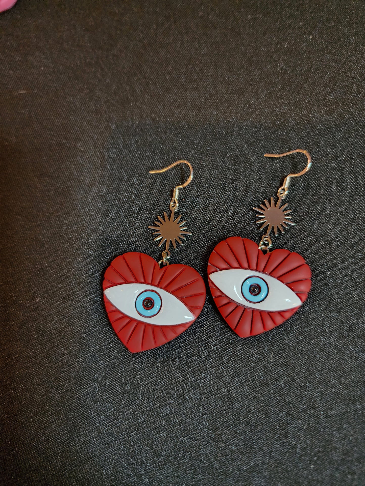 Blue Eyed Heart Earrings