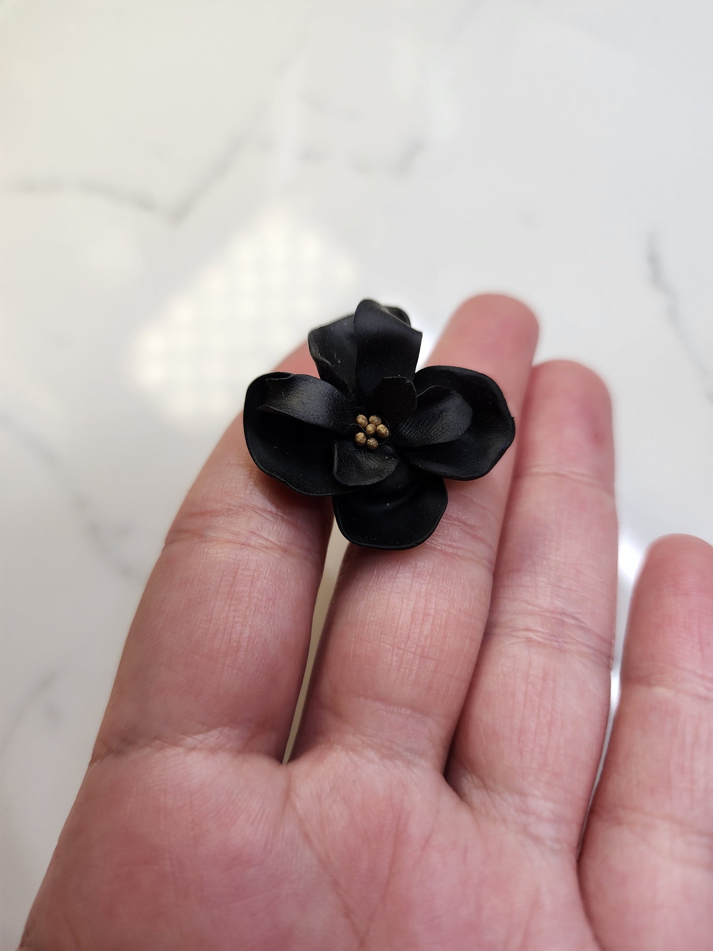 Black Floral Pin/Brooch Handmade