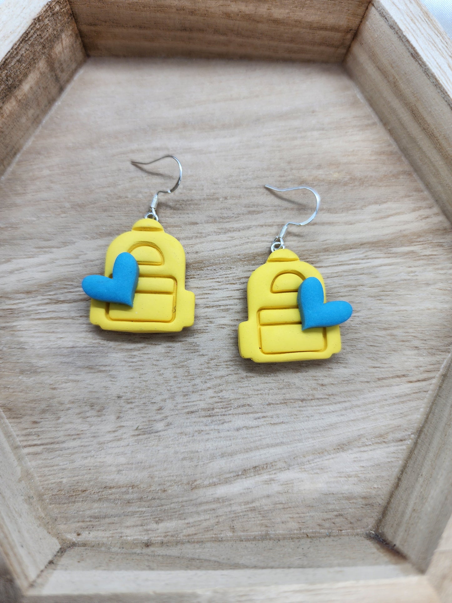 Yellow Backpack Earrings Handmade