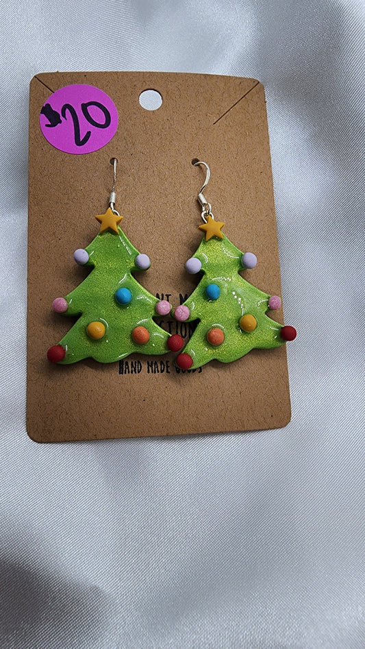 Christmas Tree Clay Earrings