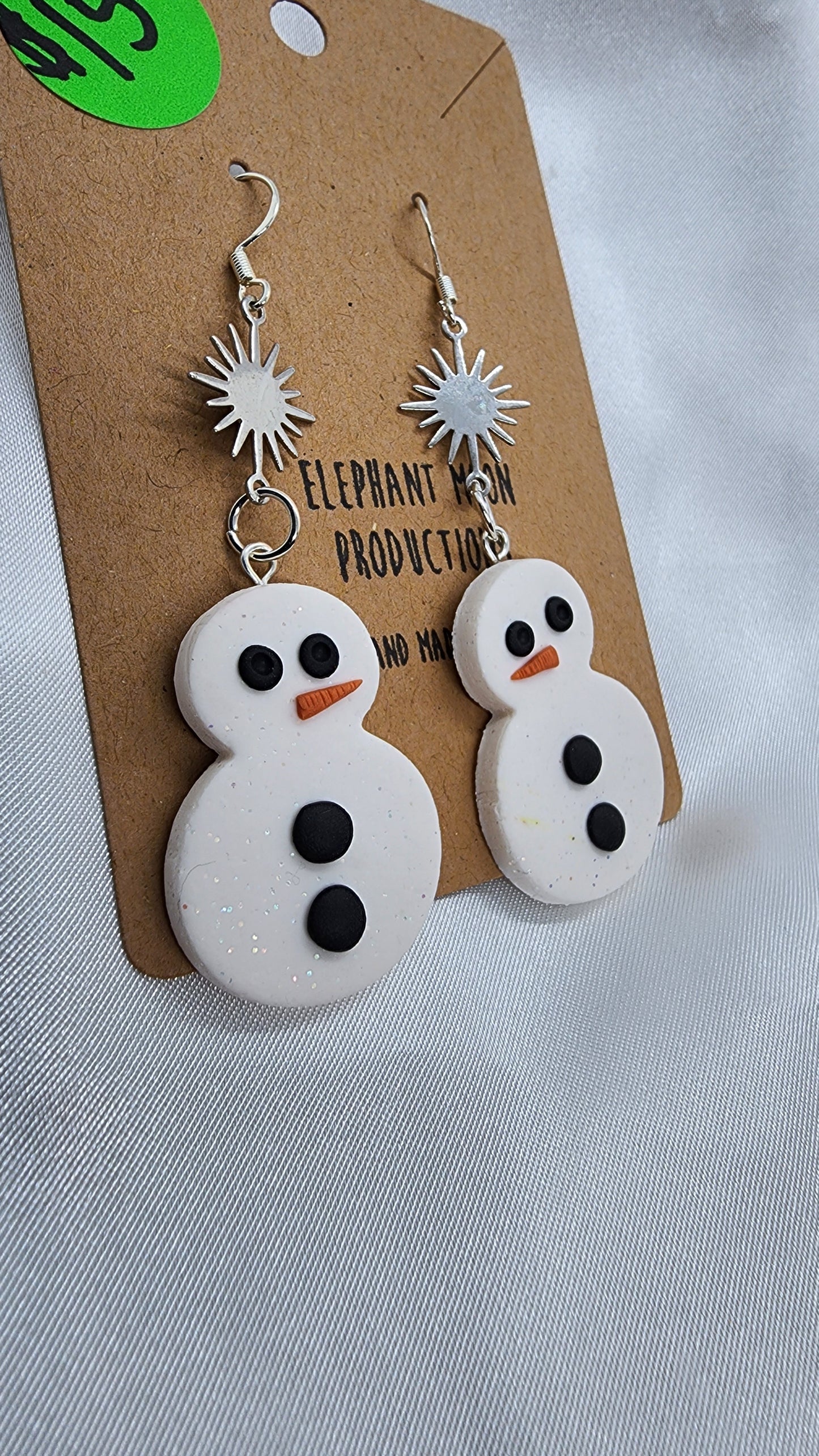 Stars and Snowmen Hook Earrings 925 sterling silver