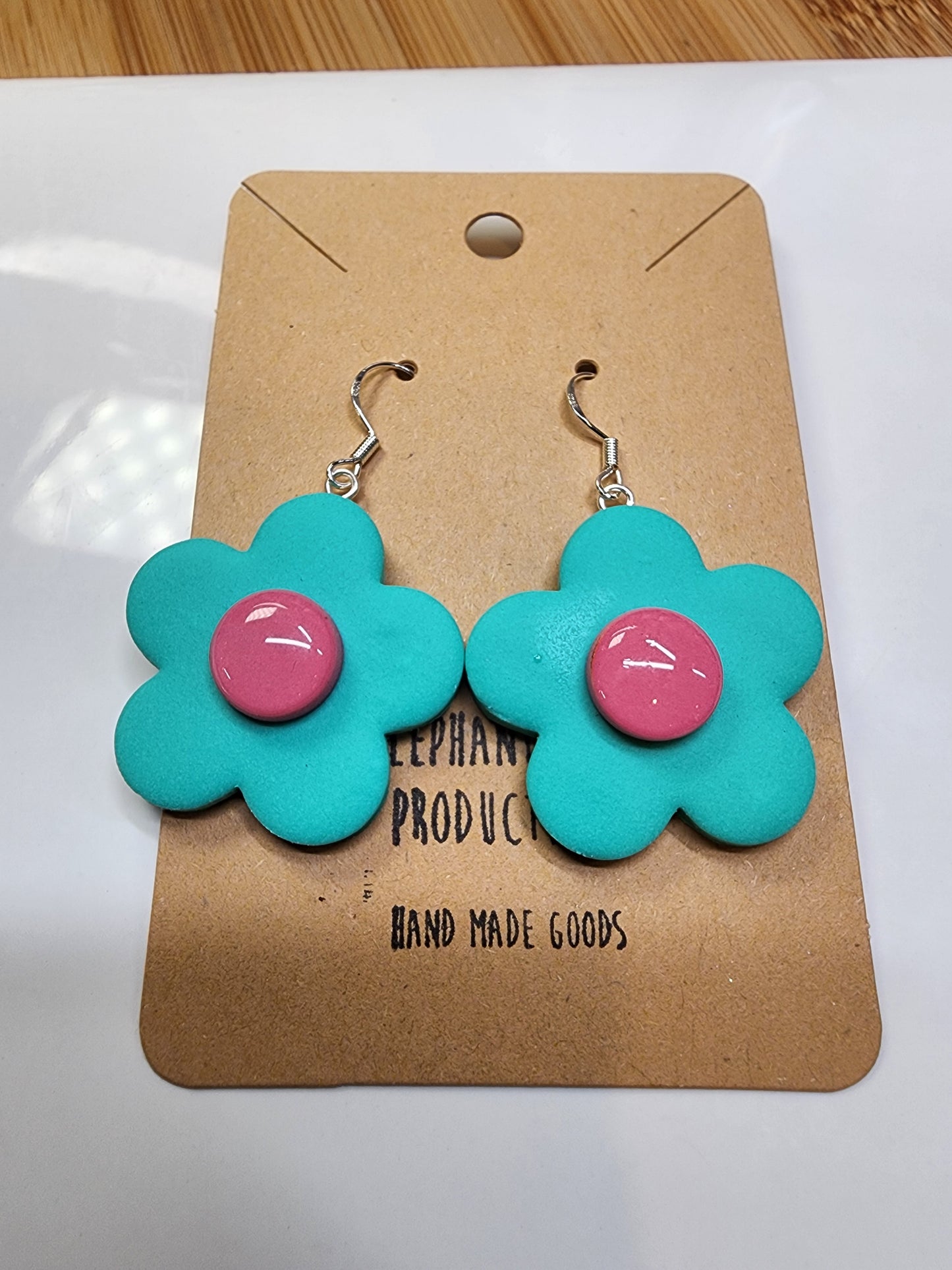Blue & Pink Flower Power Earrings